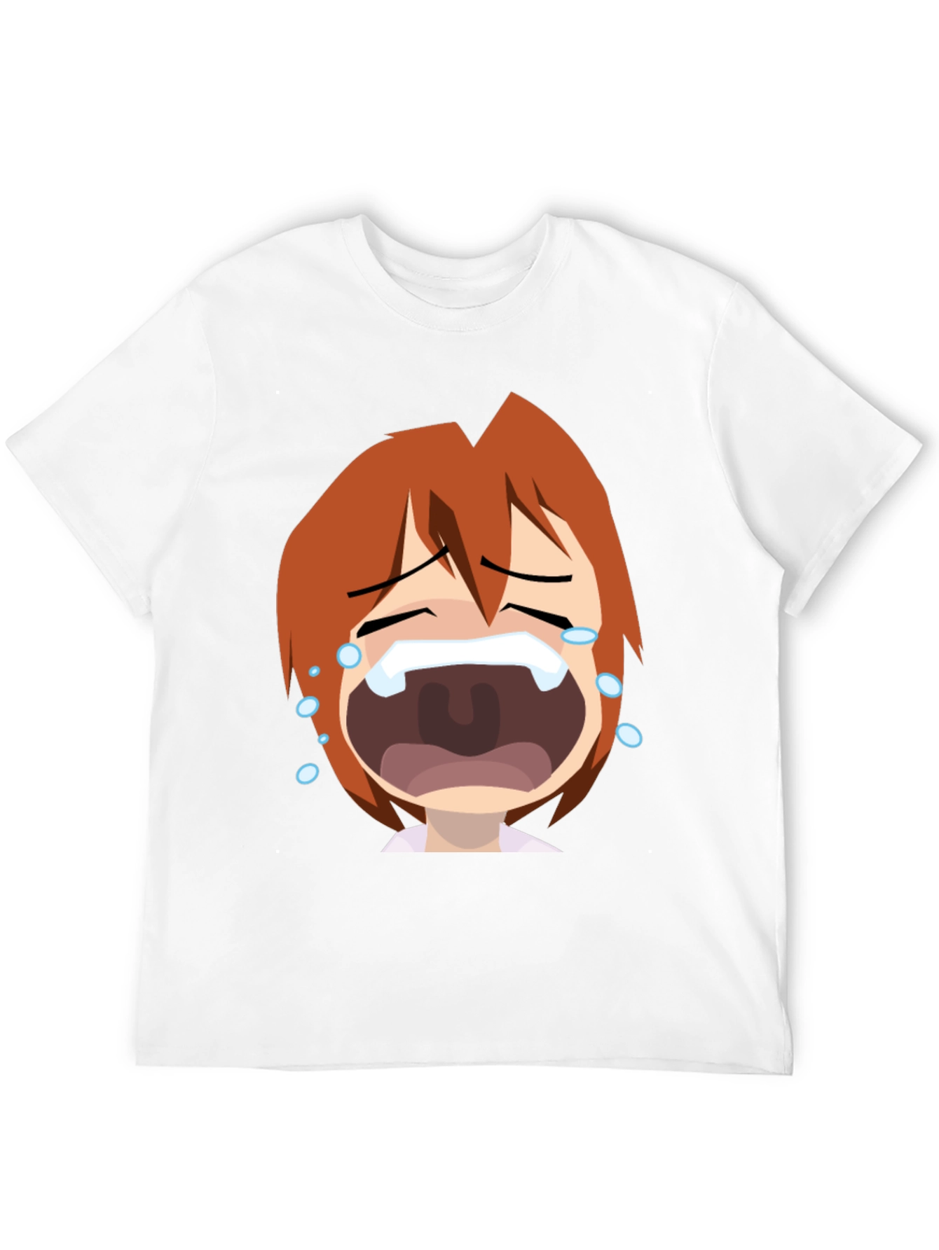 Anime Crying Face Graphic Tee - Black Unisex T-Shirt