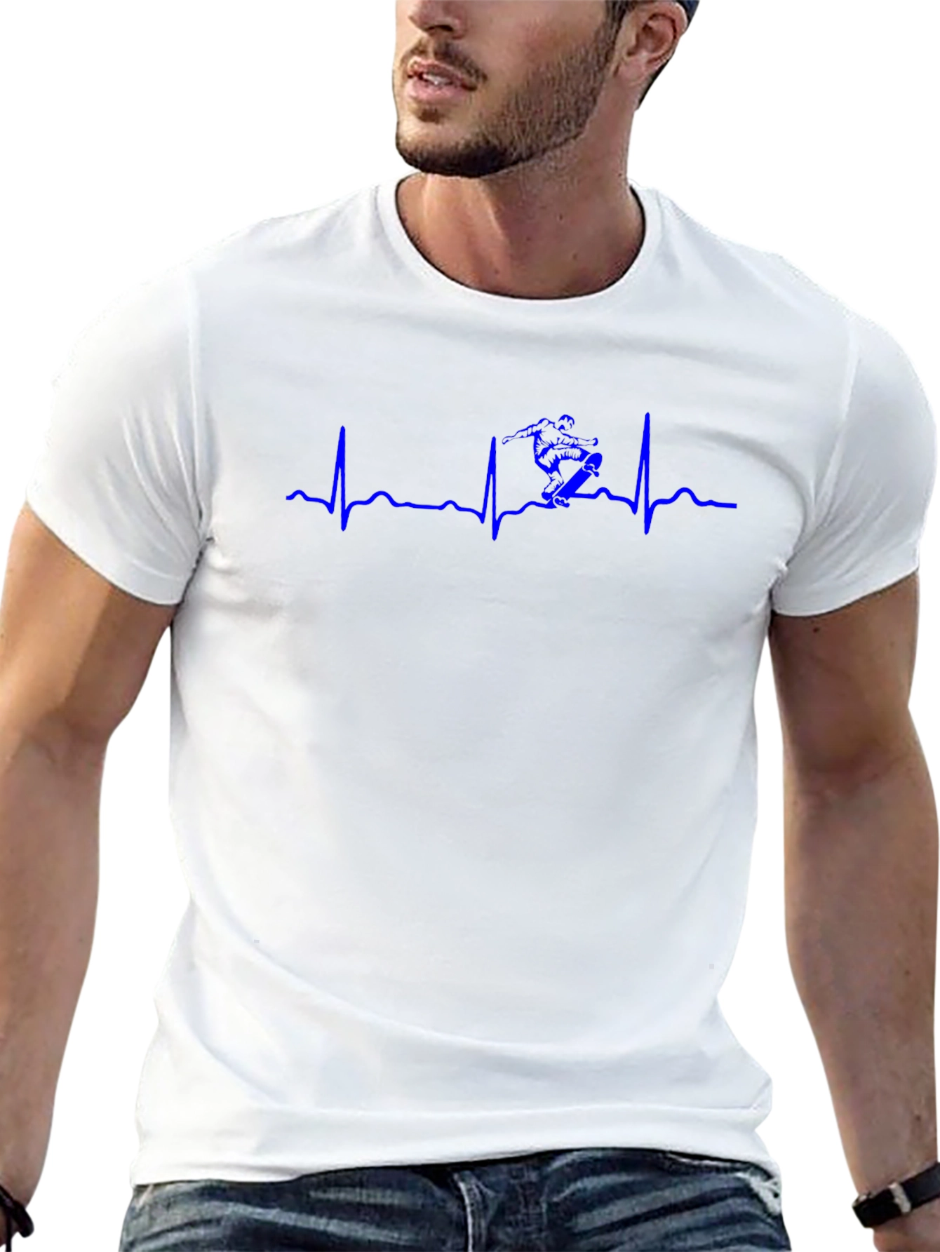 Ski Heartbeat T-Shirt - Black Cotton Tee