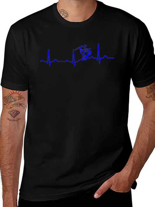 Ski Heartbeat T-Shirt - Black Cotton Tee