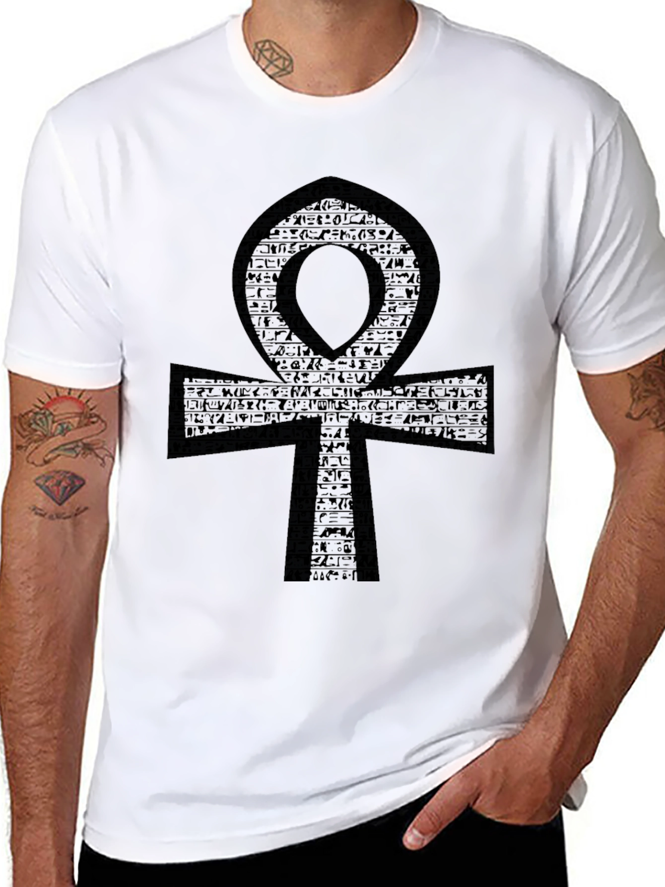 Ankh Hieroglyph Graphic Tee - Black Cotton Comfort
