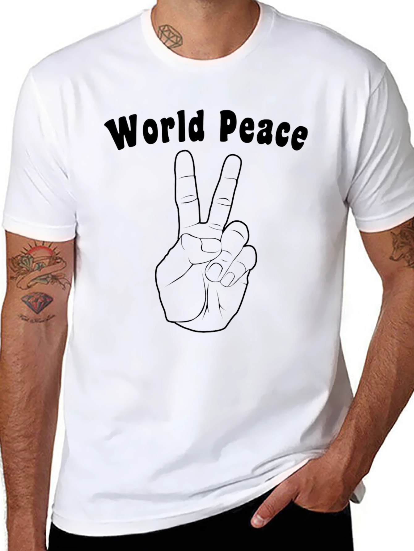 World Peace Graphic Tee - Black Cotton T-Shirt