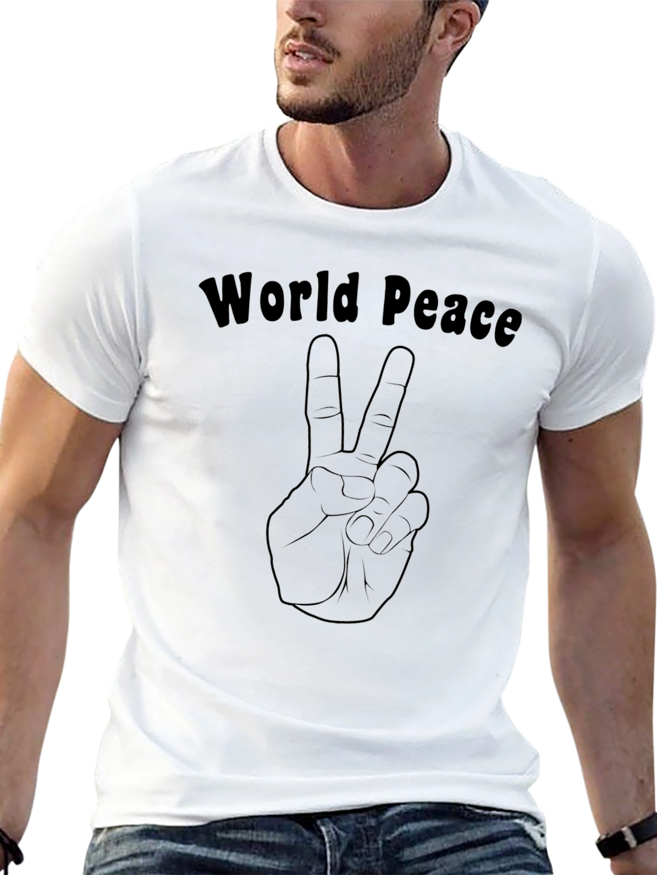 World Peace Graphic Tee - Black Cotton T-Shirt