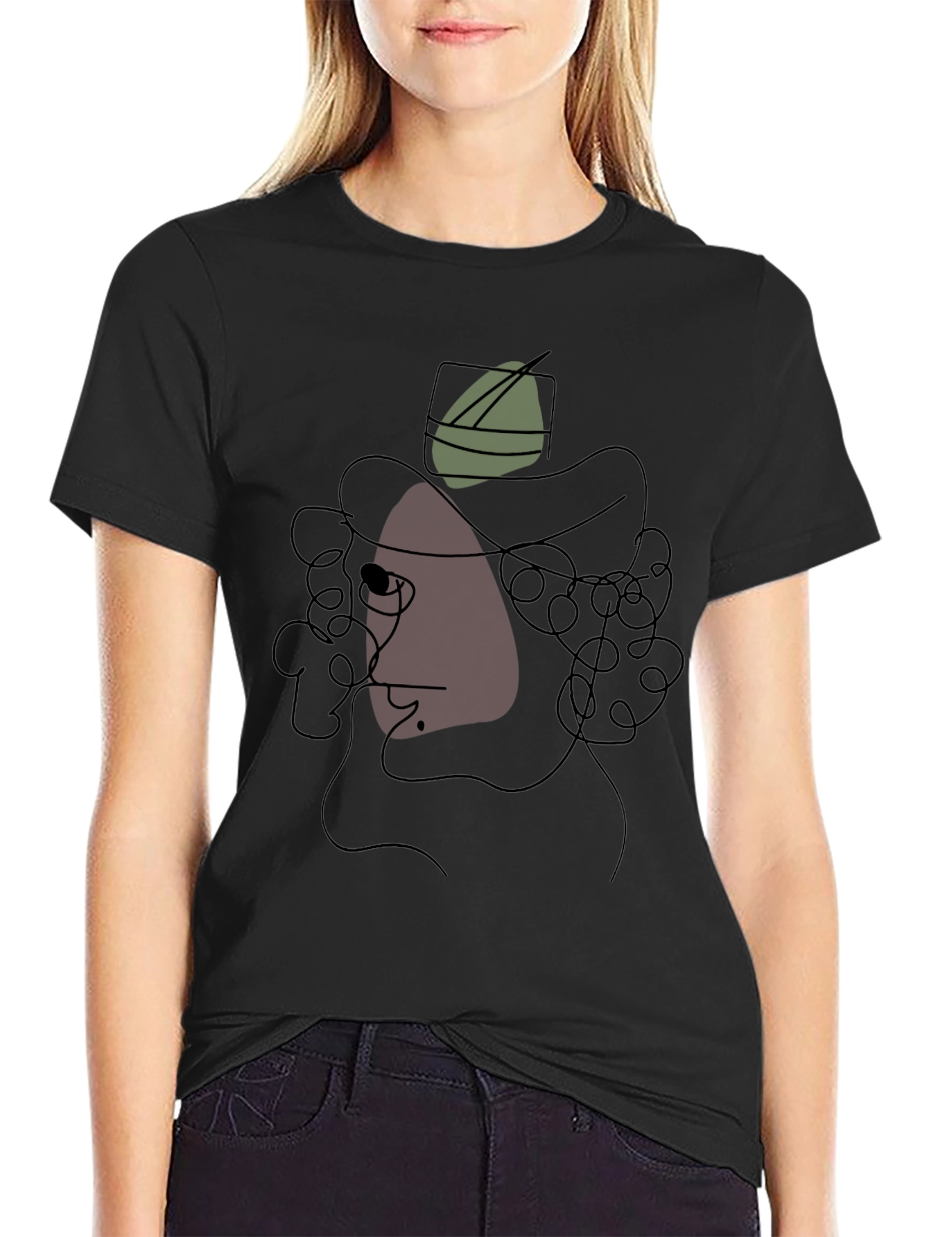 Abstract Single Line Portrait Graphic Tee