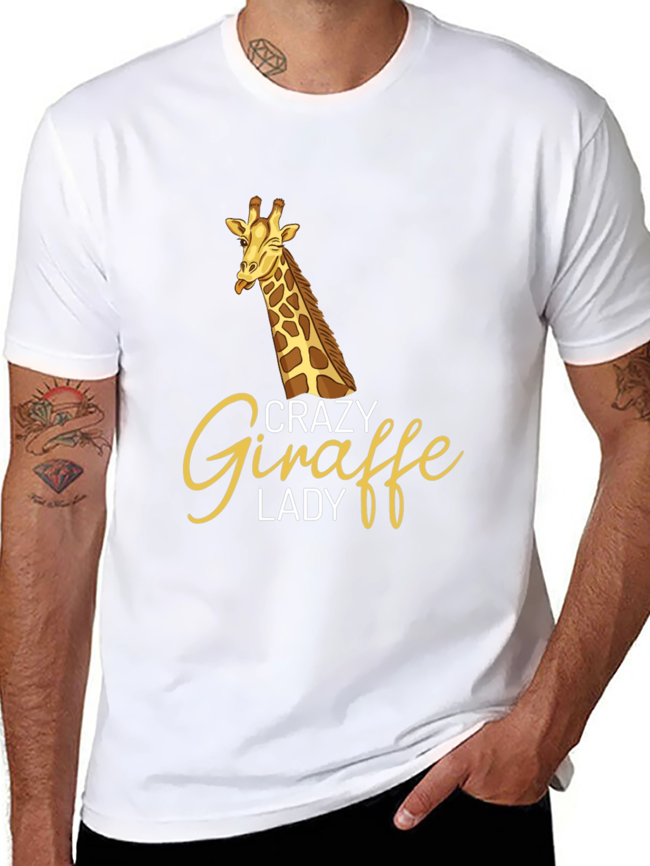 Crazy Giraffe Lady Black Graphic Tee