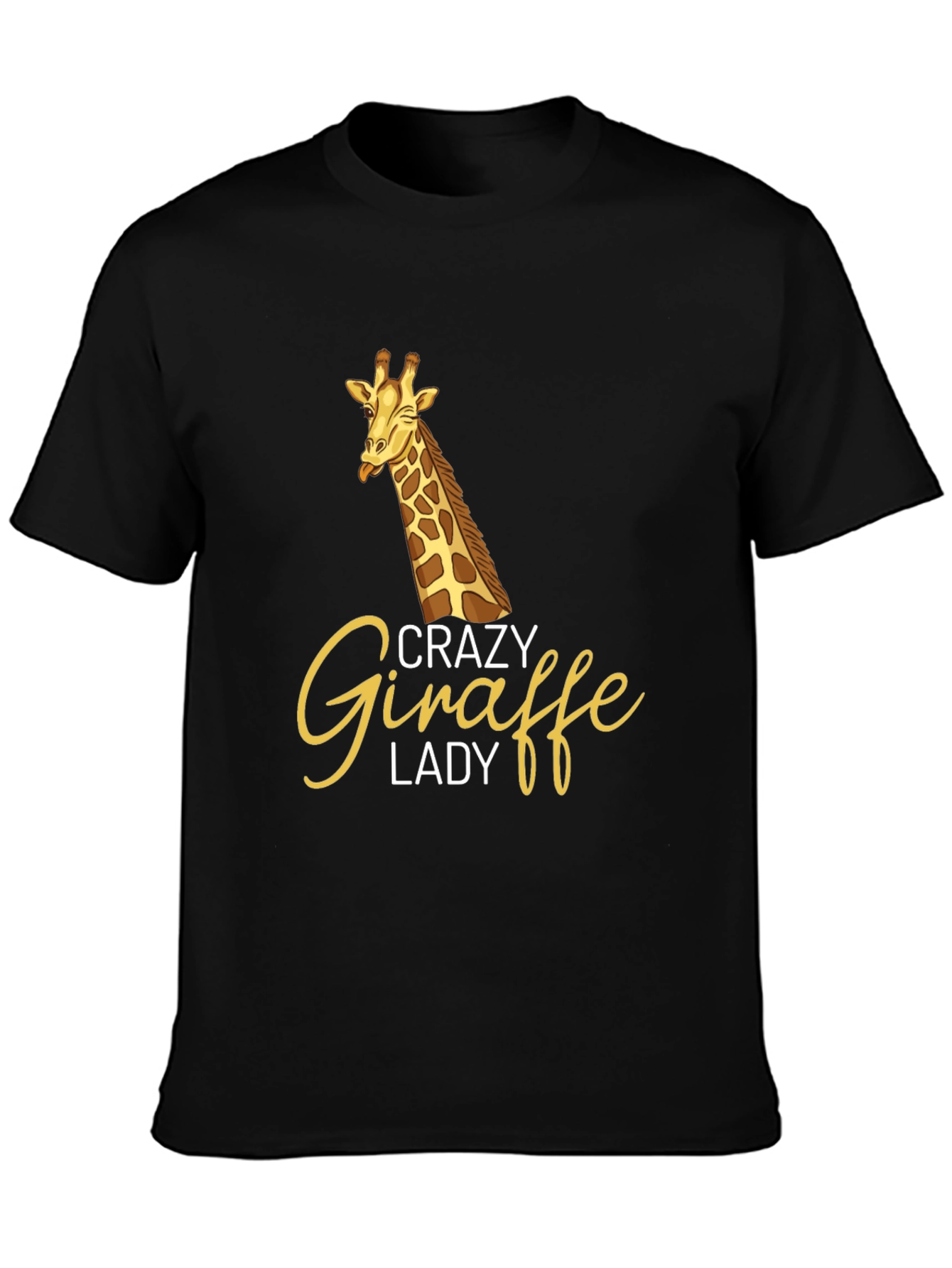 Crazy Giraffe Lady Black Graphic Tee