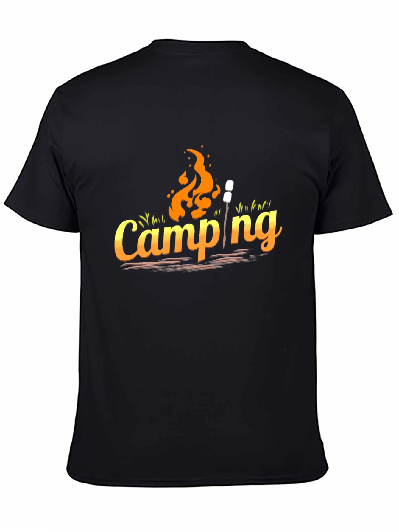 Camping Graphic Tee - Black Cotton Casual Top