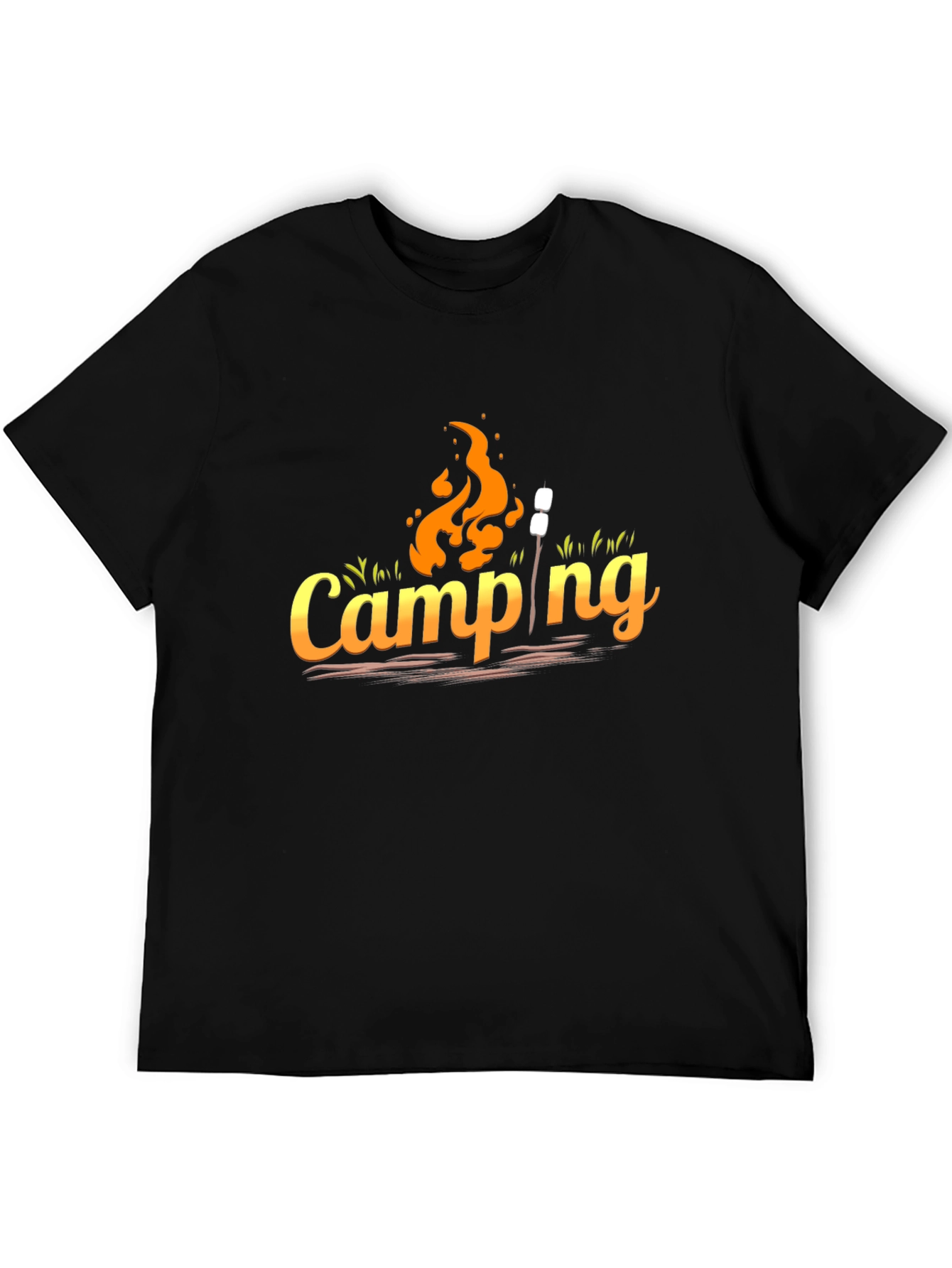 Camping Graphic Tee - Black Cotton Casual Top