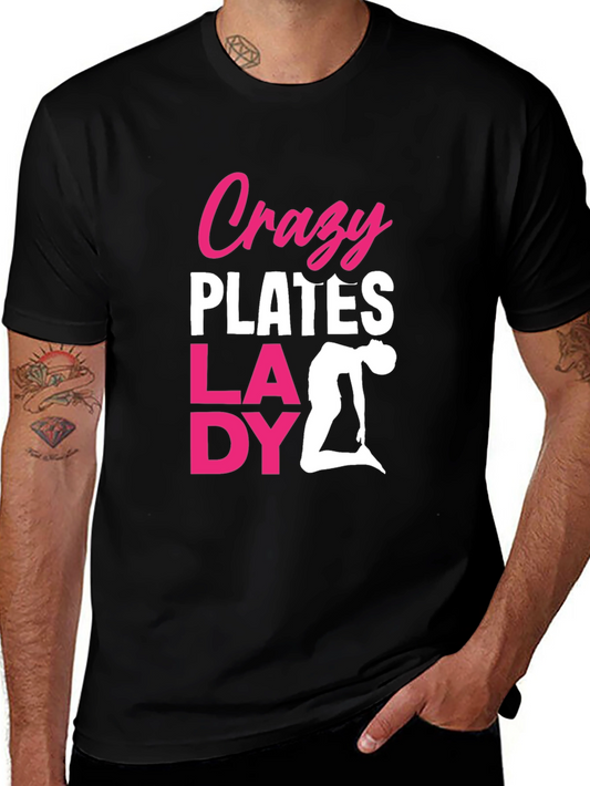 Crazy Plates Lady T-Shirt - Pilates Gym Workout Tee