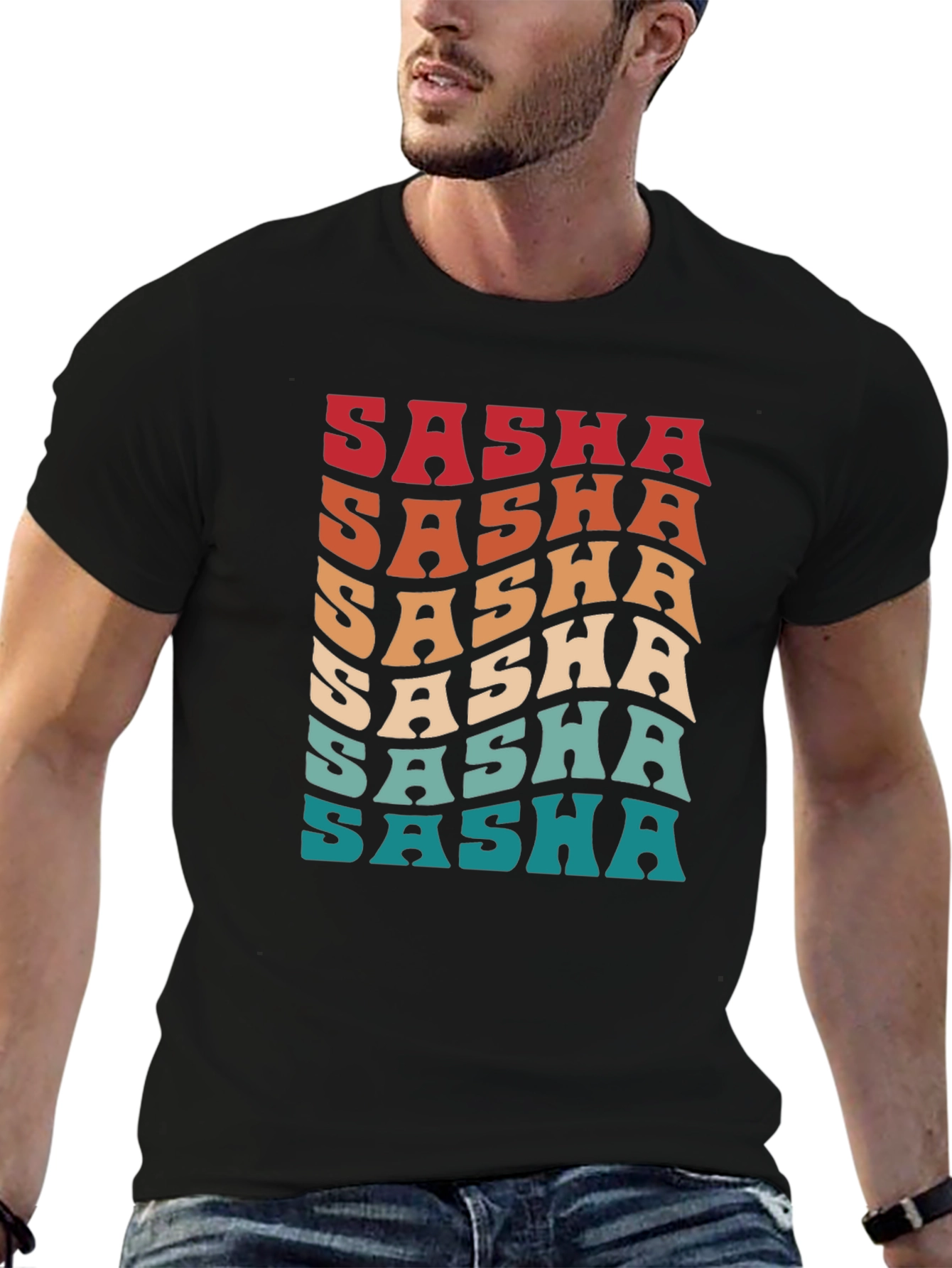 Retro Sasha T-Shirt - Groovy Name Design