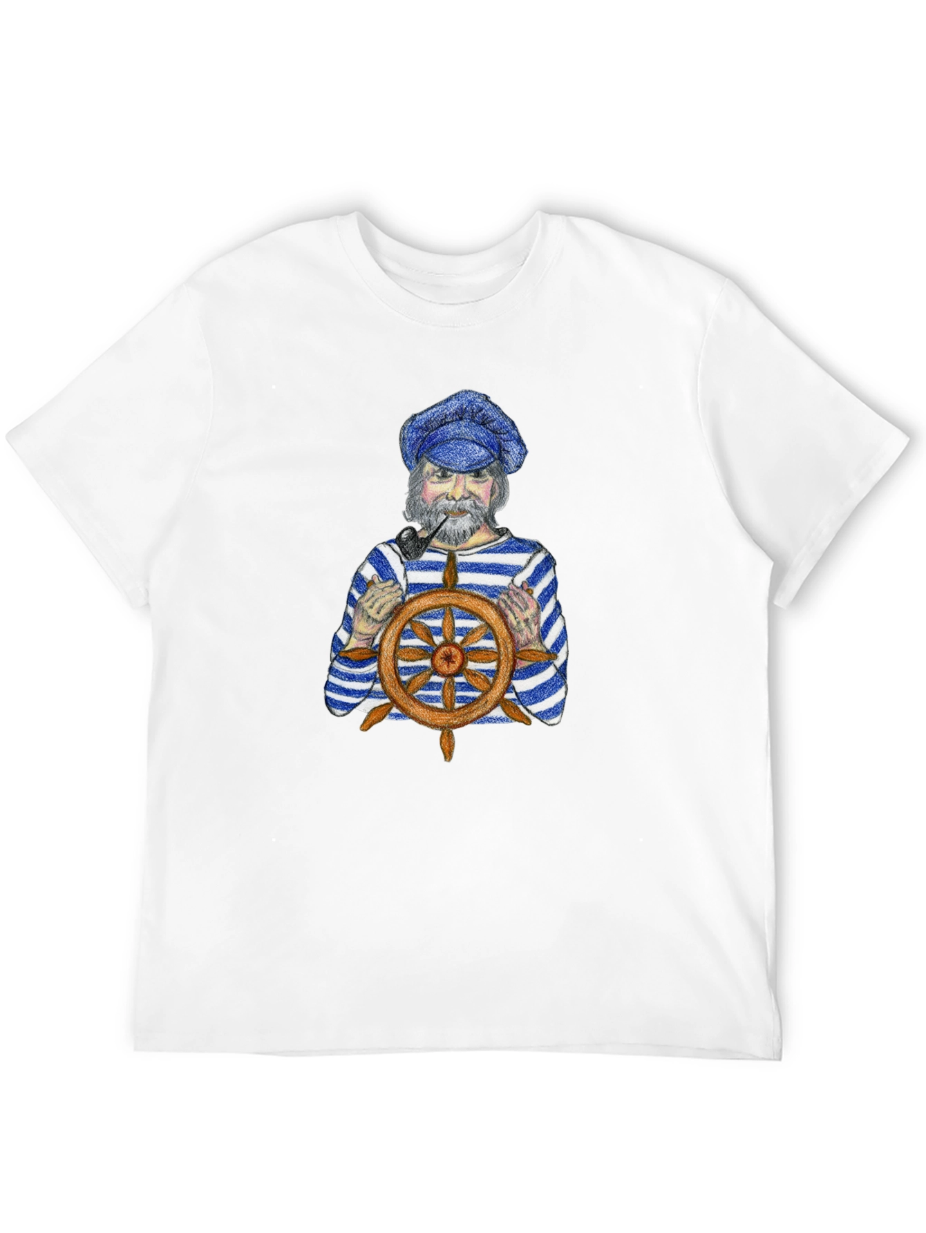 Nautical Captain Graphic Tee - Black Cotton T-Shirt
