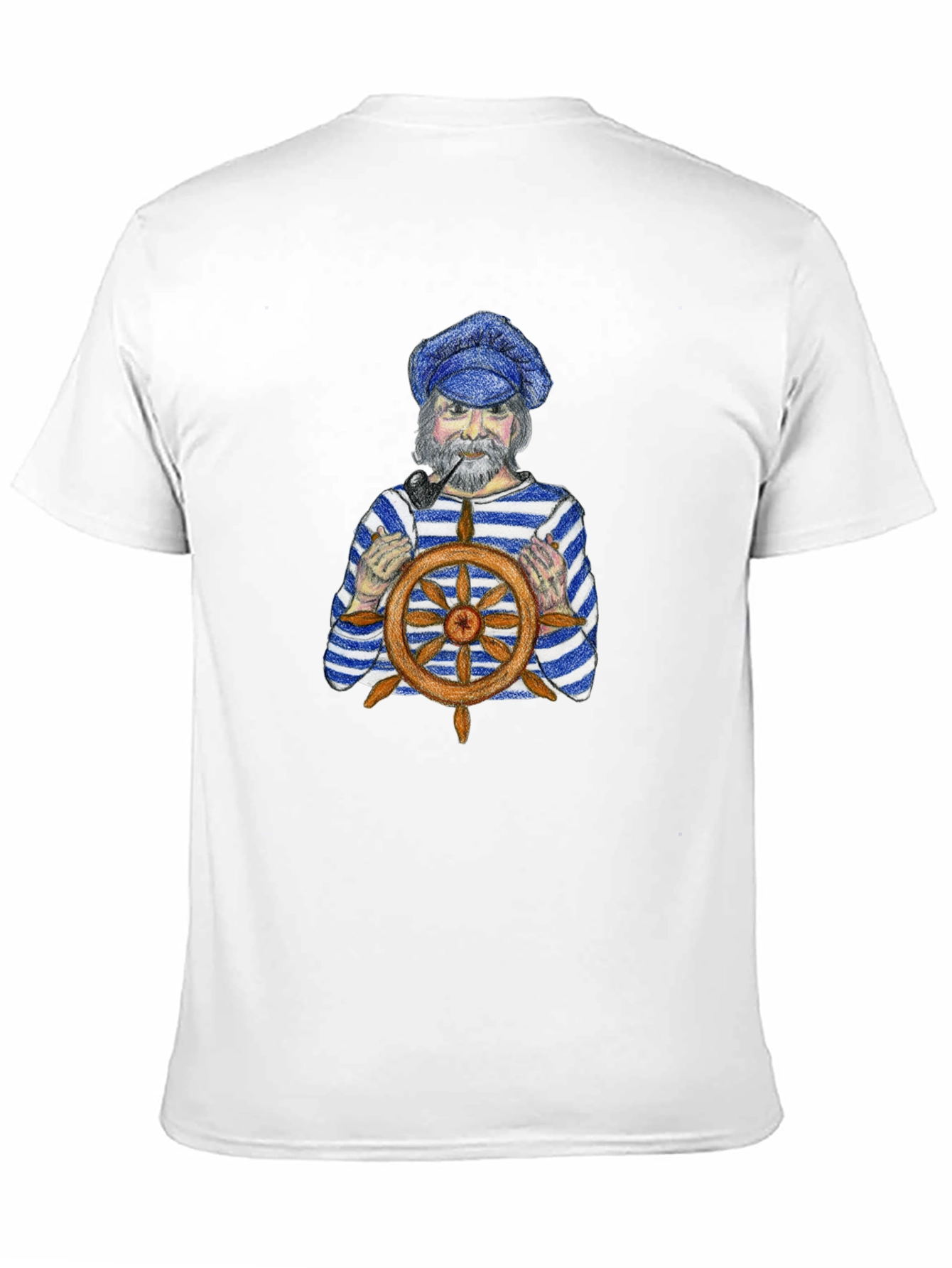 Nautical Captain Graphic Tee - Black Cotton T-Shirt