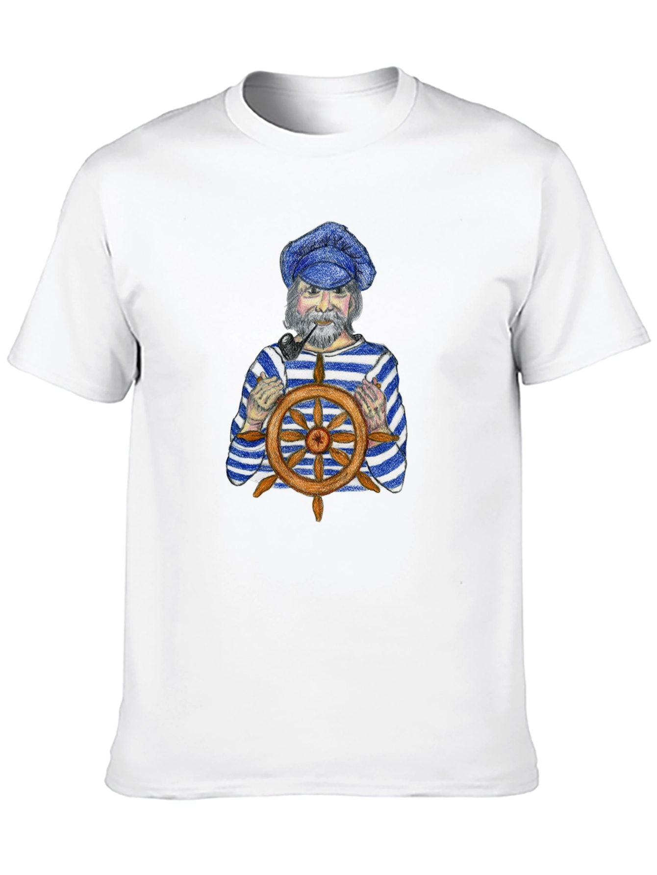 Nautical Captain Graphic Tee - Black Cotton T-Shirt