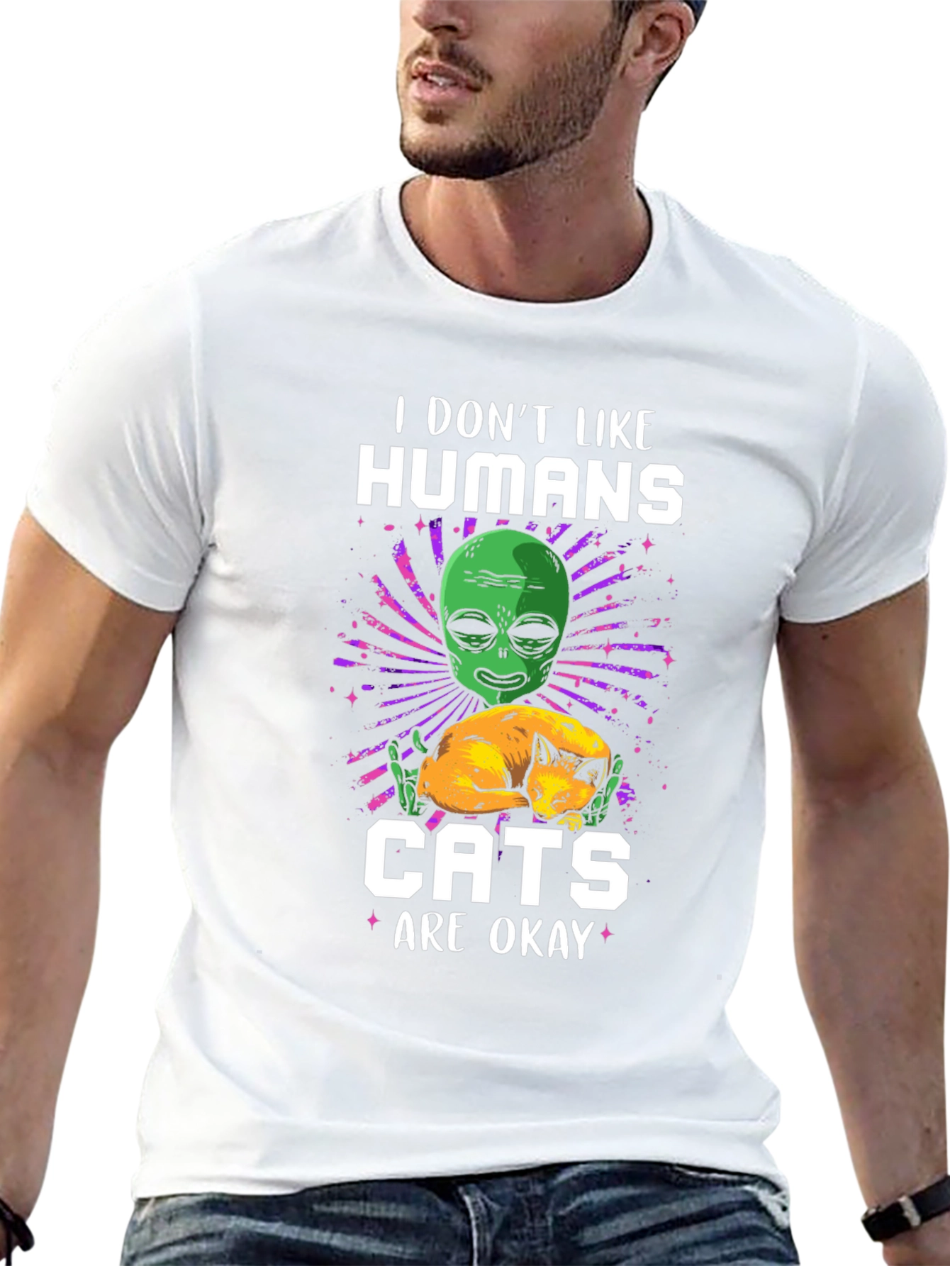 Alien & Cats T-Shirt - I Dont Like Humans