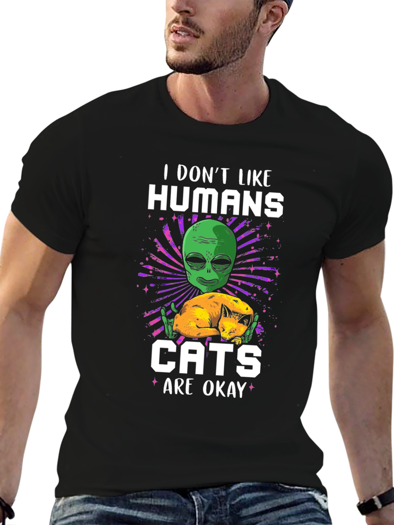 Alien & Cats T-Shirt - I Dont Like Humans