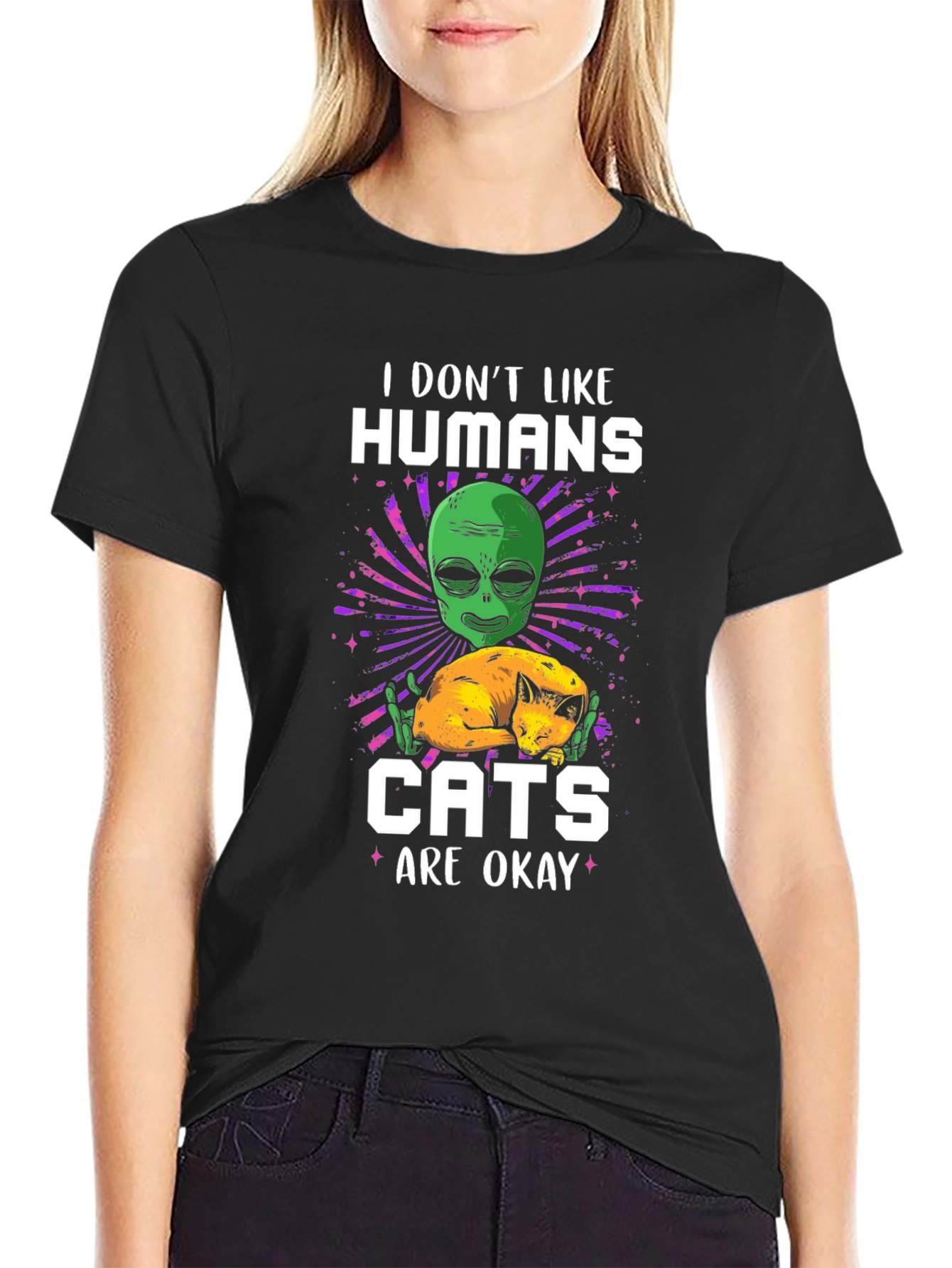 Alien & Cats T-Shirt - I Dont Like Humans