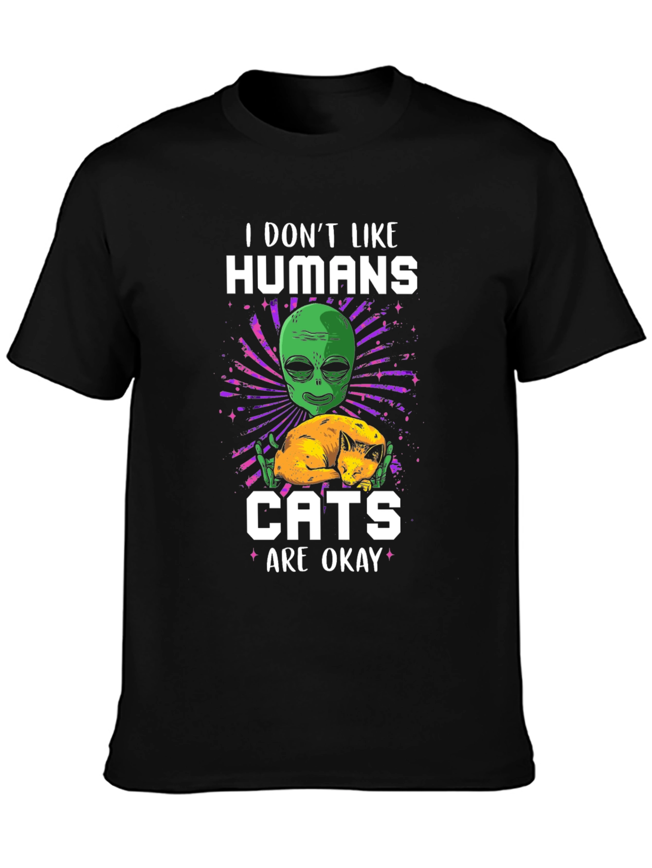Alien & Cats T-Shirt - I Dont Like Humans