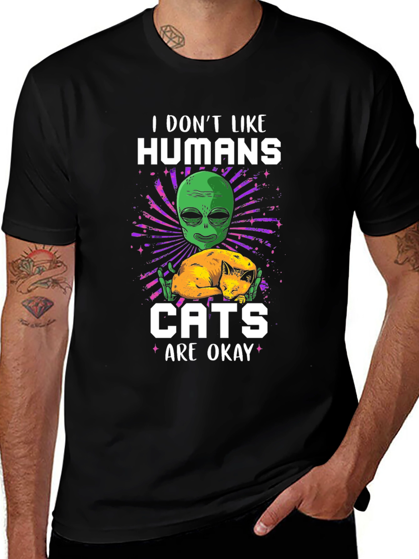 Alien & Cats T-Shirt - I Dont Like Humans
