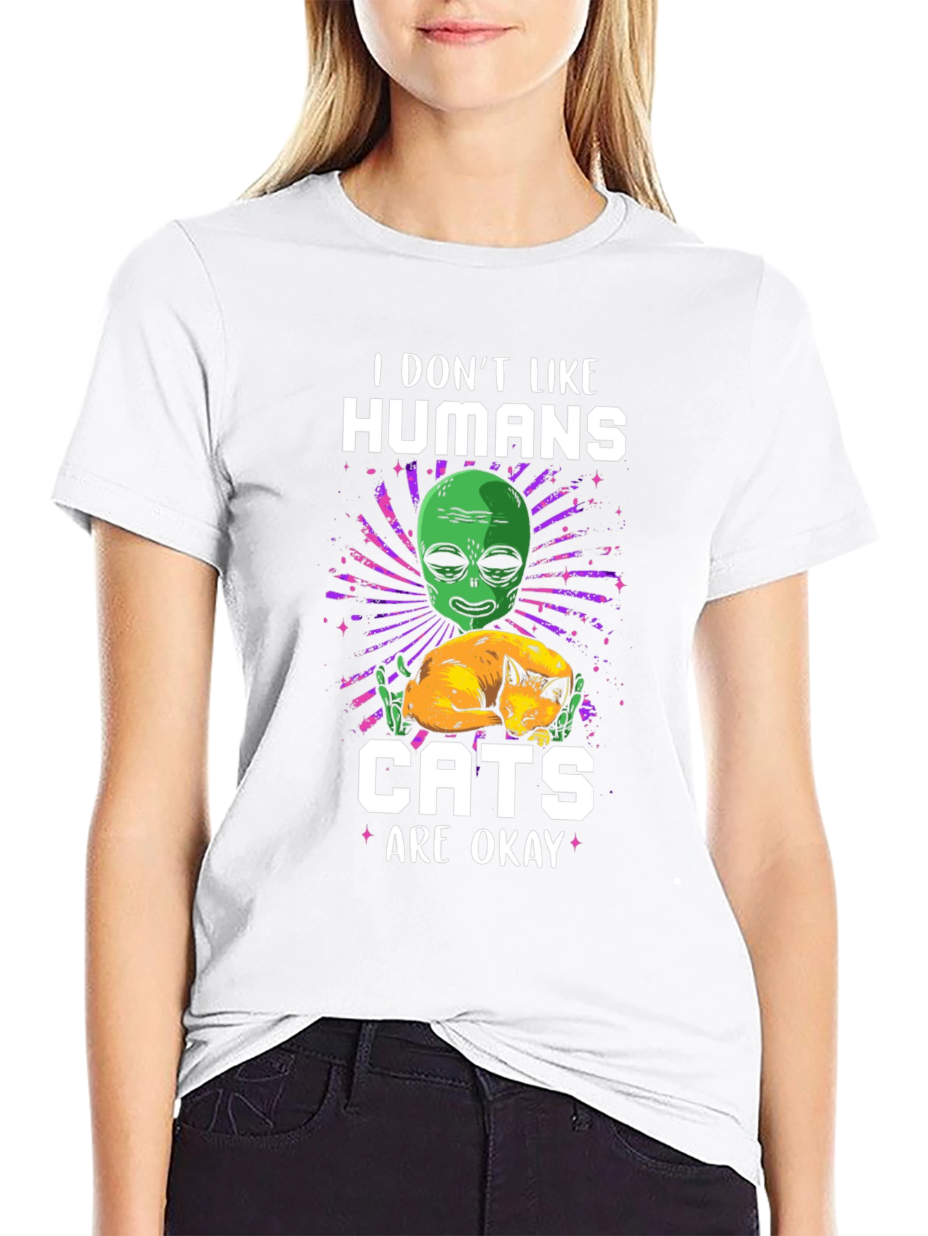Alien & Cats T-Shirt - I Dont Like Humans