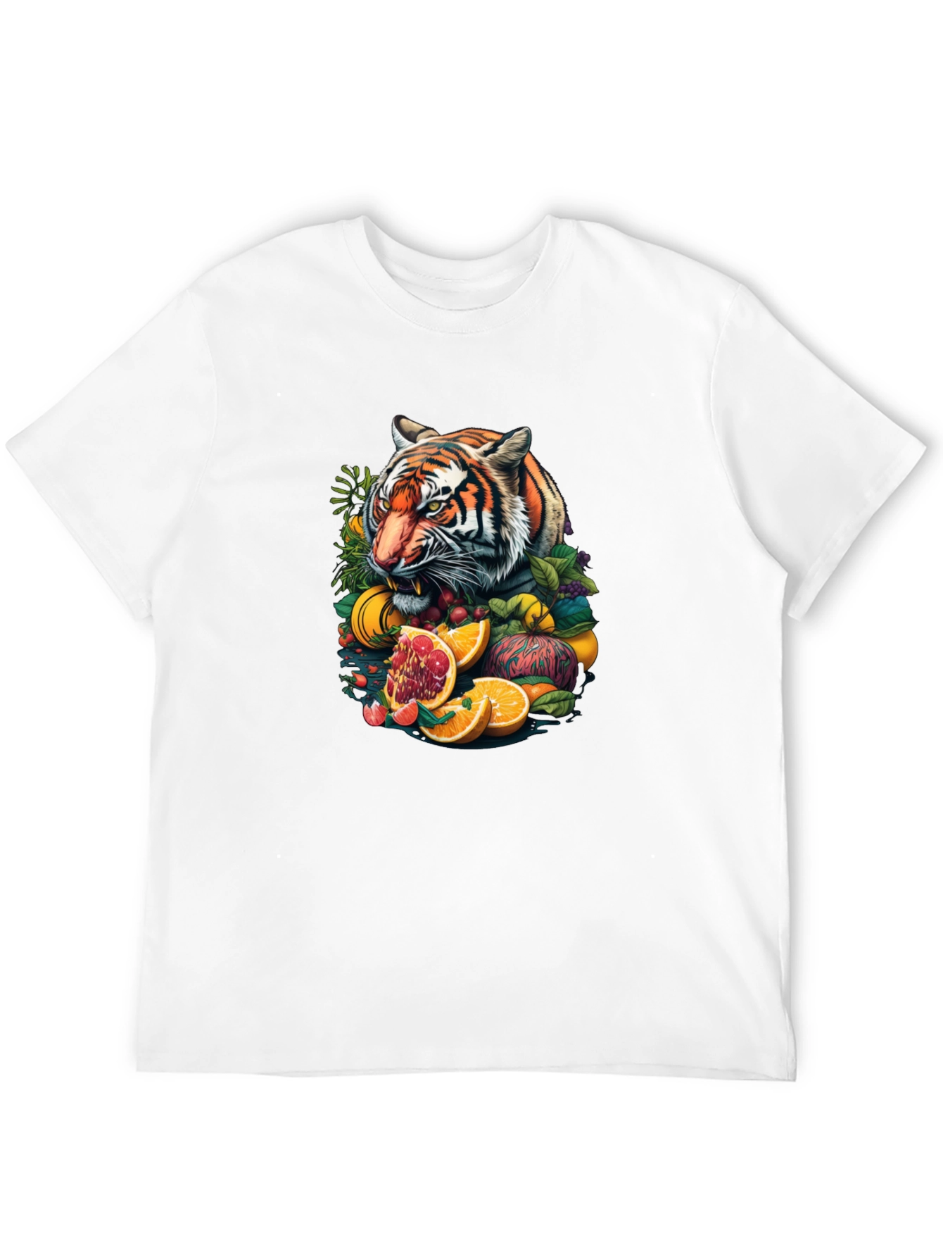 Tiger & Fruit Graphic Black Tee