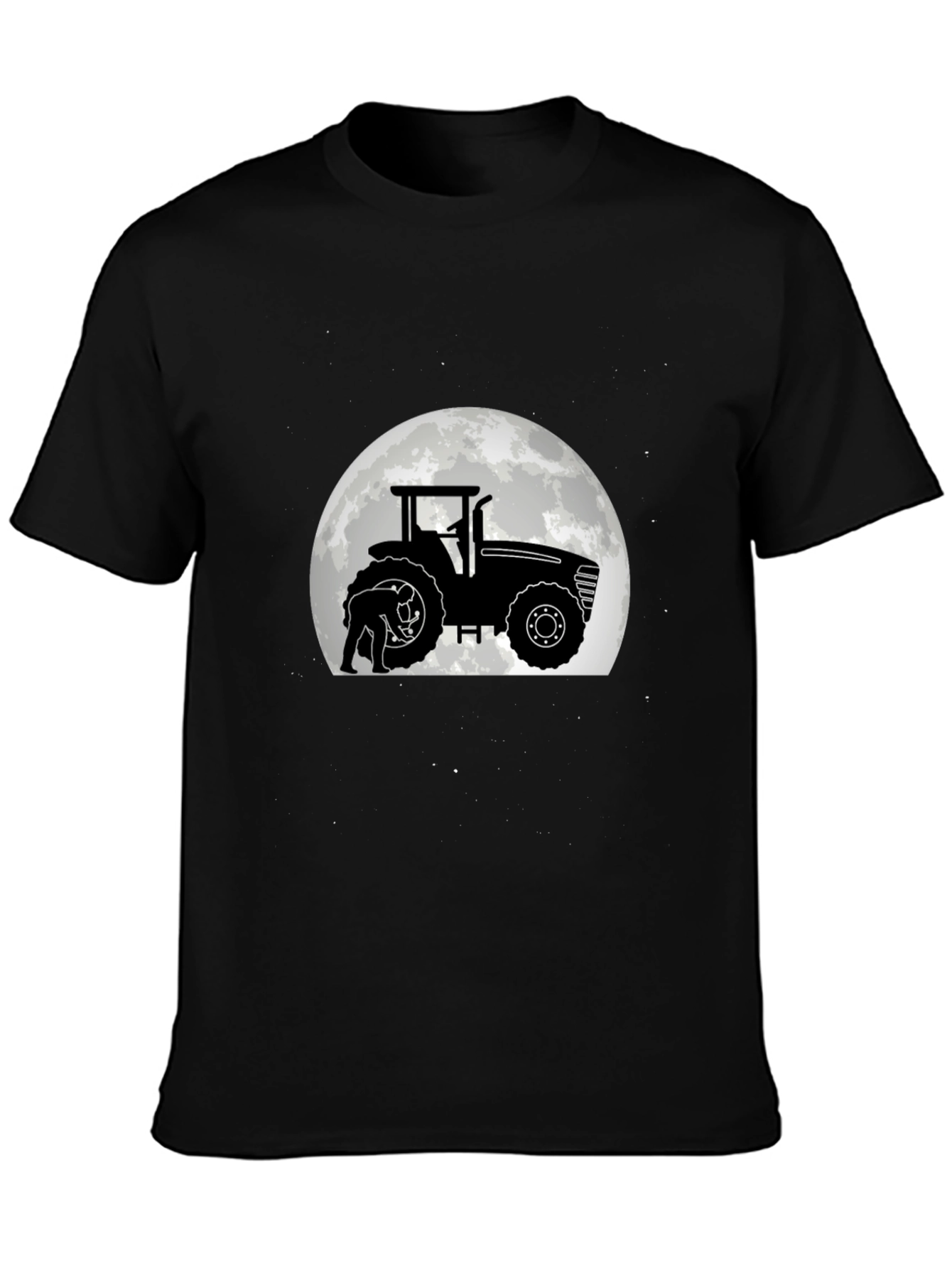 Tractor & Moon Graphic Tee - Black