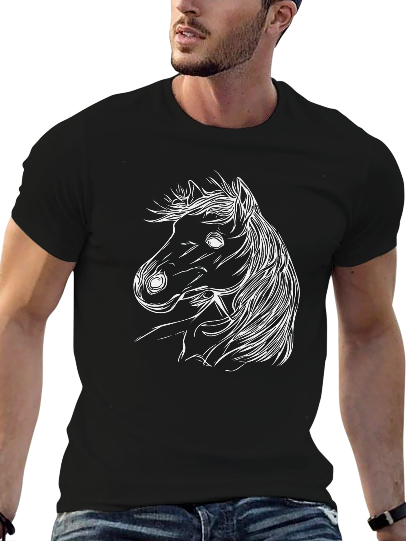 Black Horse Graphic Tee - Stylish Unisex Shirt