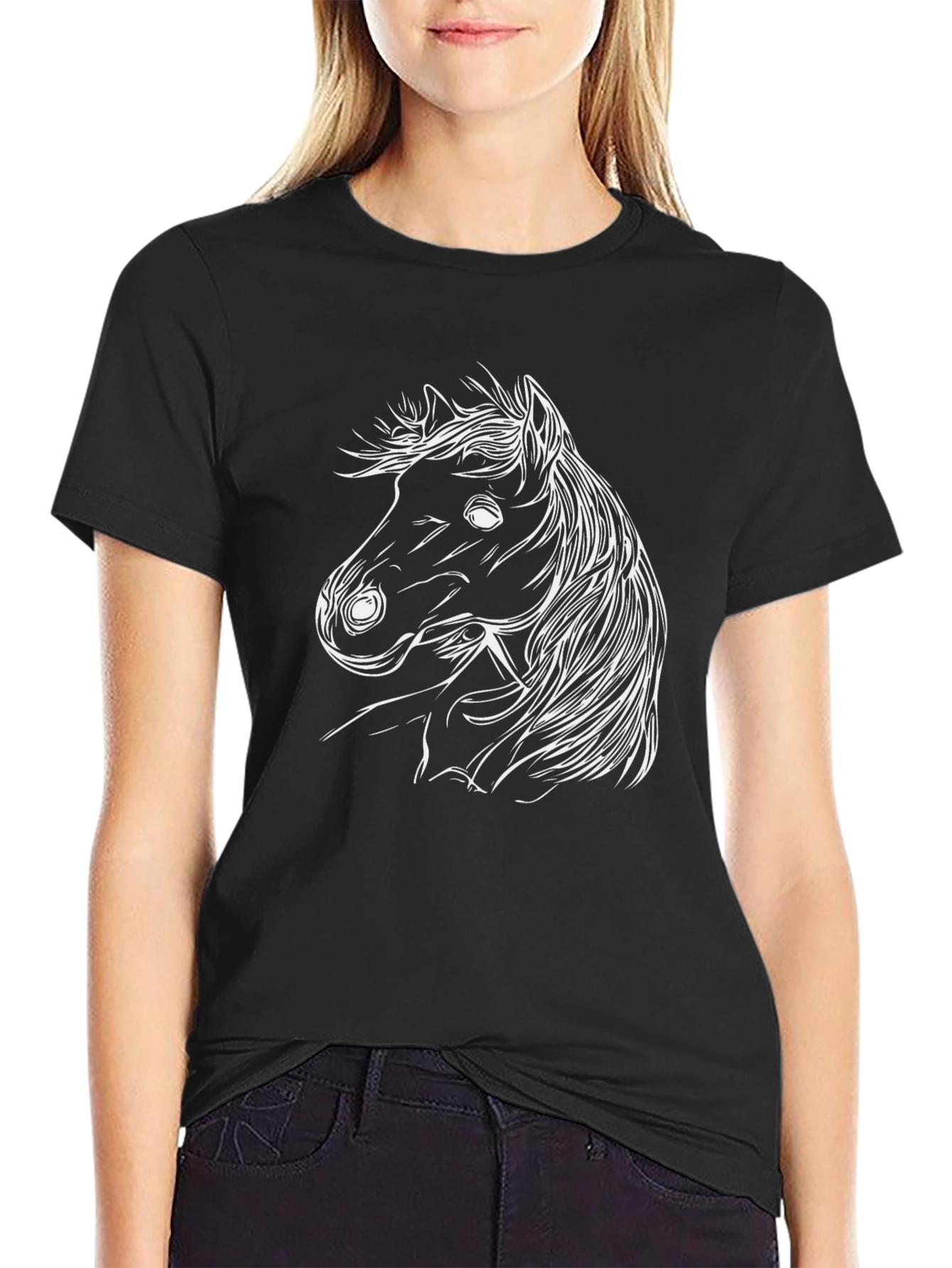Black Horse Graphic Tee - Stylish Unisex Shirt