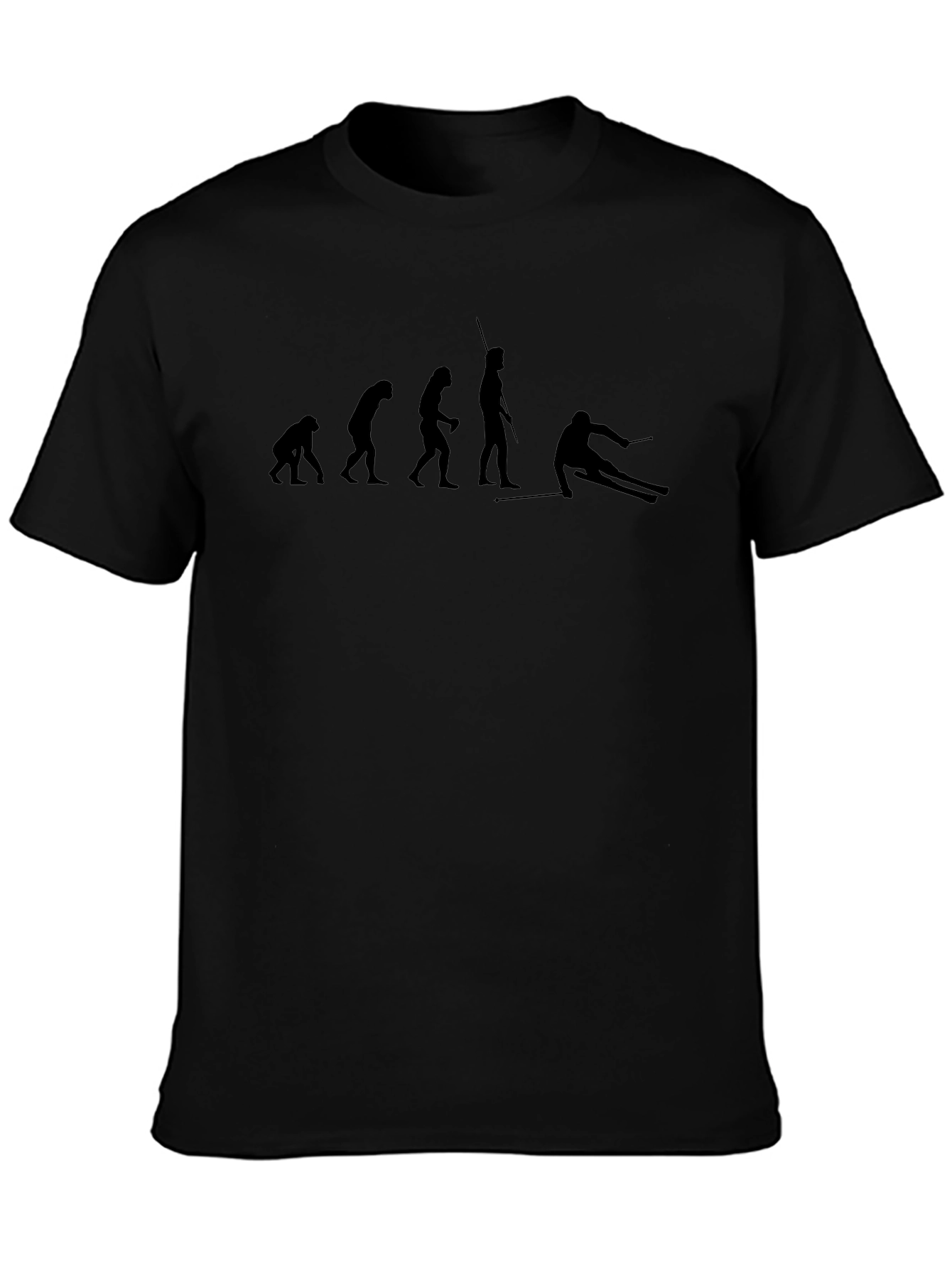 Evolution of Skiing Graphic Tee - Black Cotton T-Shirt