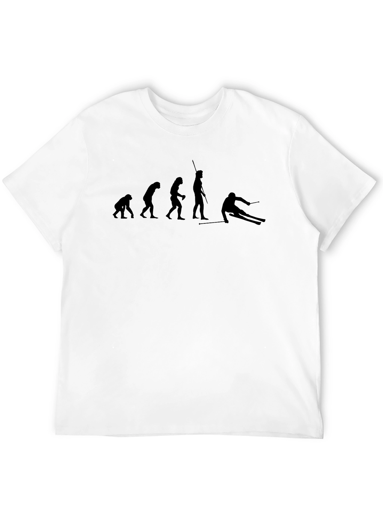 Evolution of Skiing Graphic Tee - Black Cotton T-Shirt