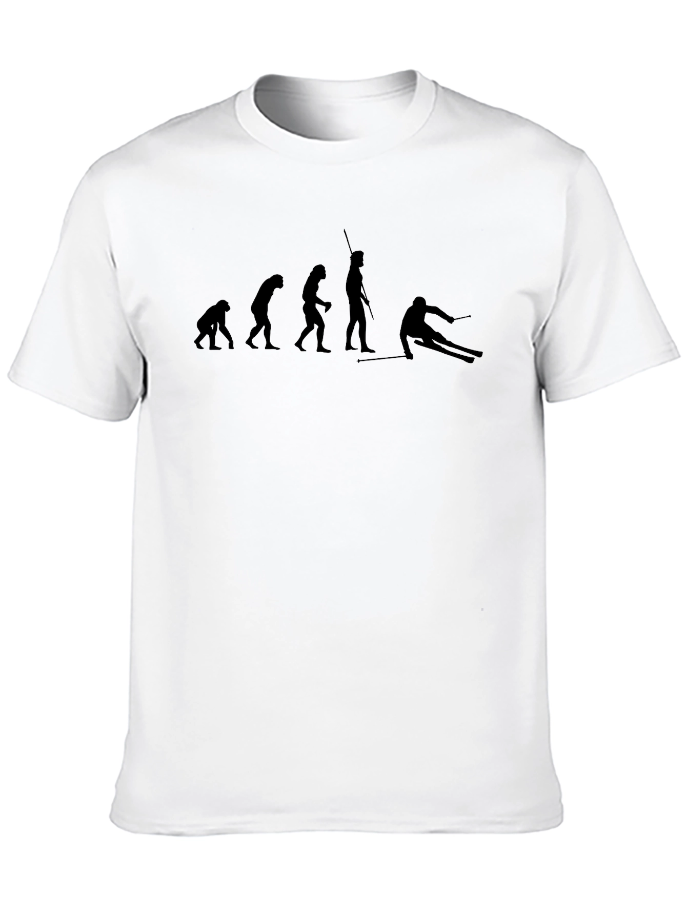 Evolution of Skiing Graphic Tee - Black Cotton T-Shirt