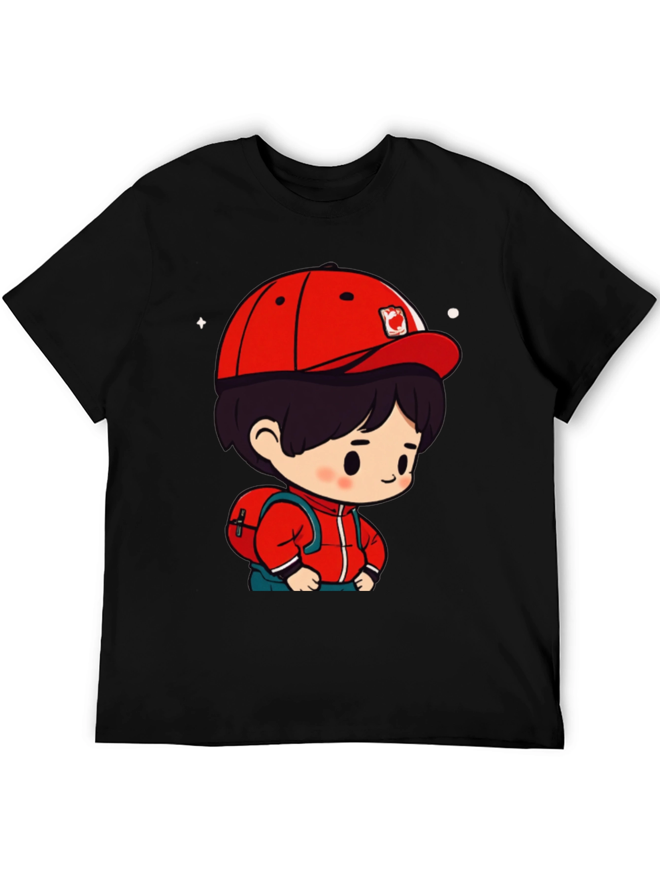 Cartoon Boy Black T-Shirt