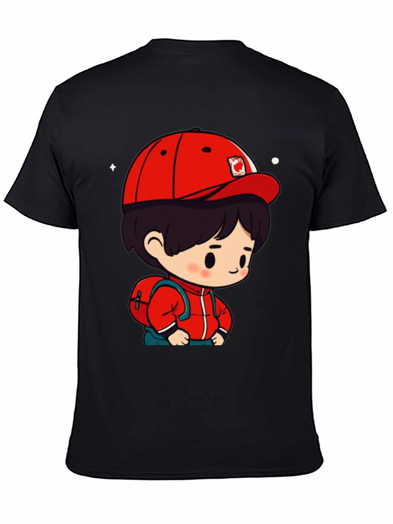 Cartoon Boy Black T-Shirt