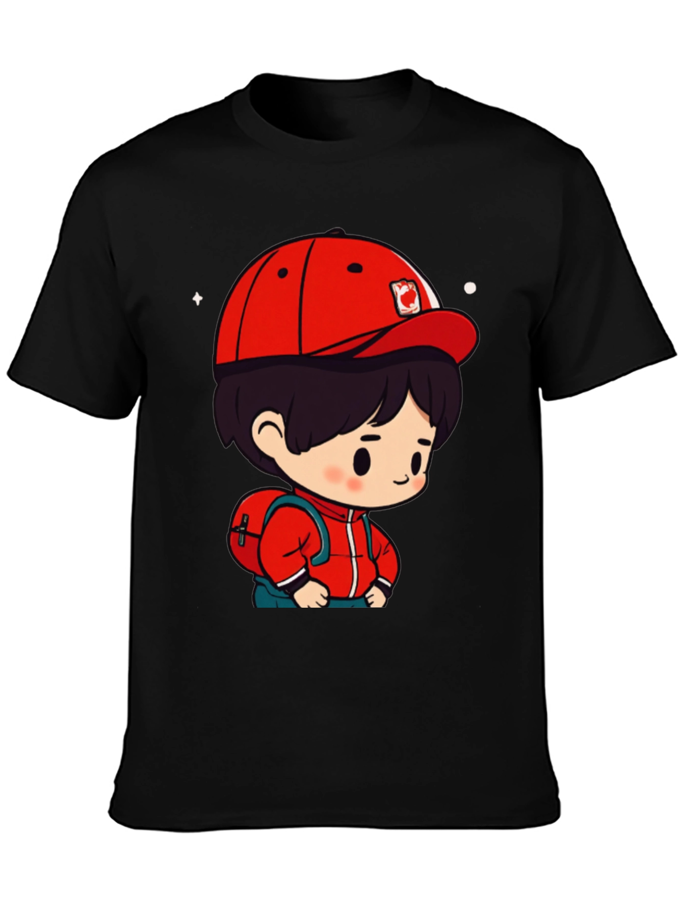 Cartoon Boy Black T-Shirt