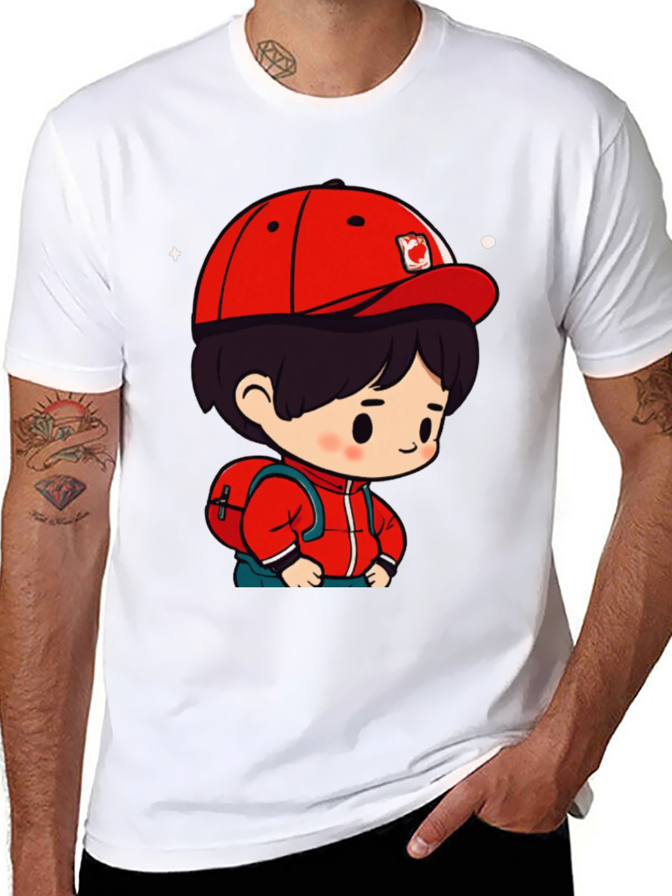 Cartoon Boy Black T-Shirt
