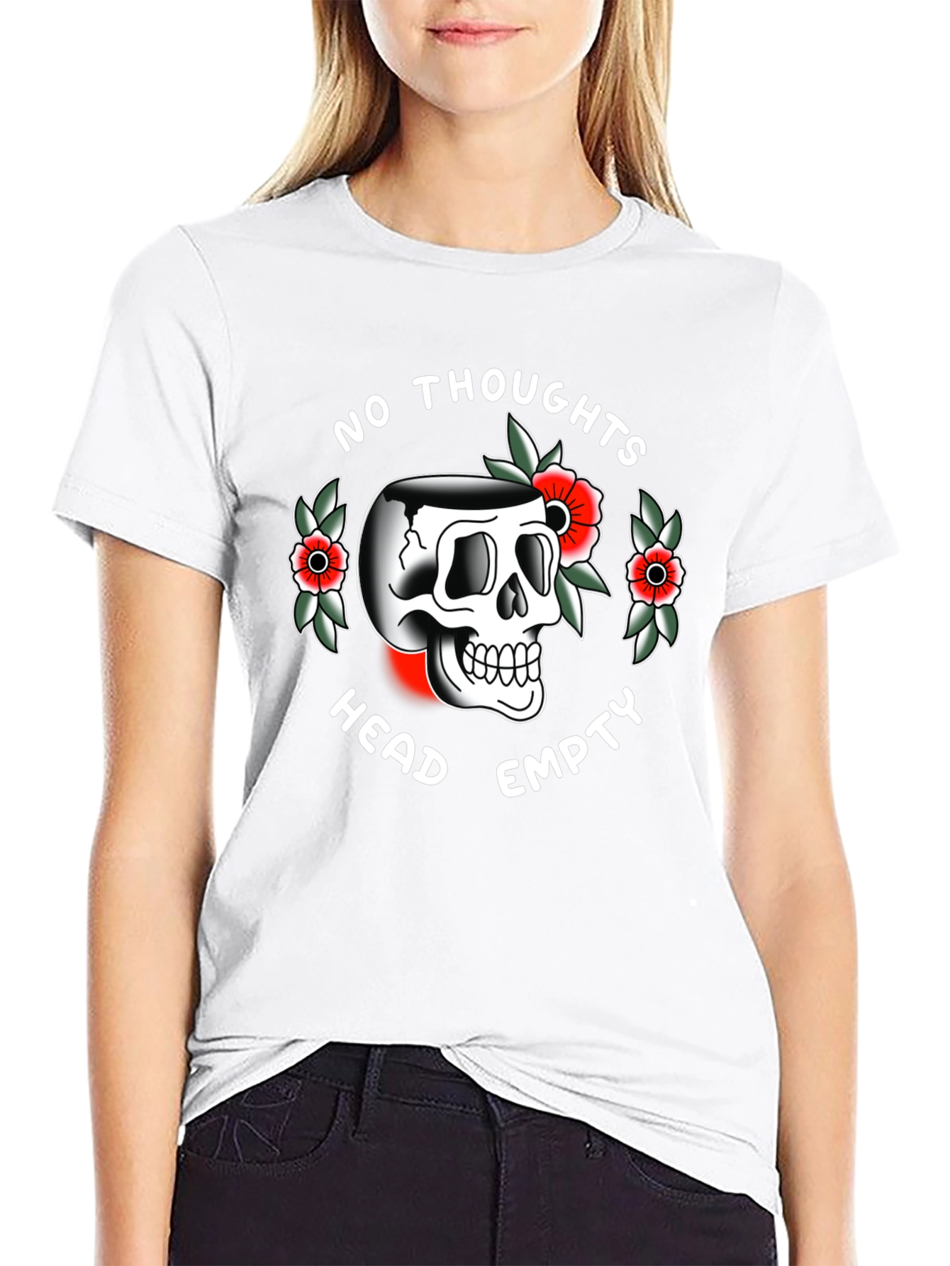 Skull Graphic T-Shirt - No Thoughts Head Empty