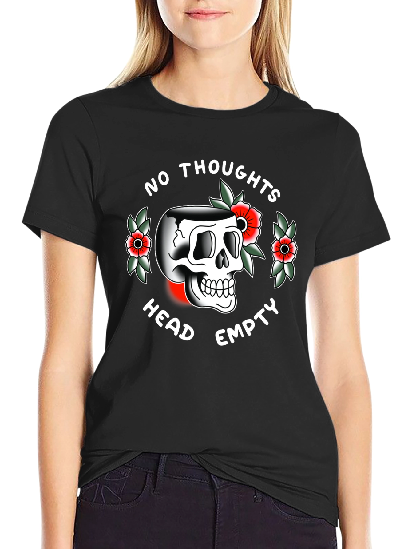 Skull Graphic T-Shirt - No Thoughts Head Empty
