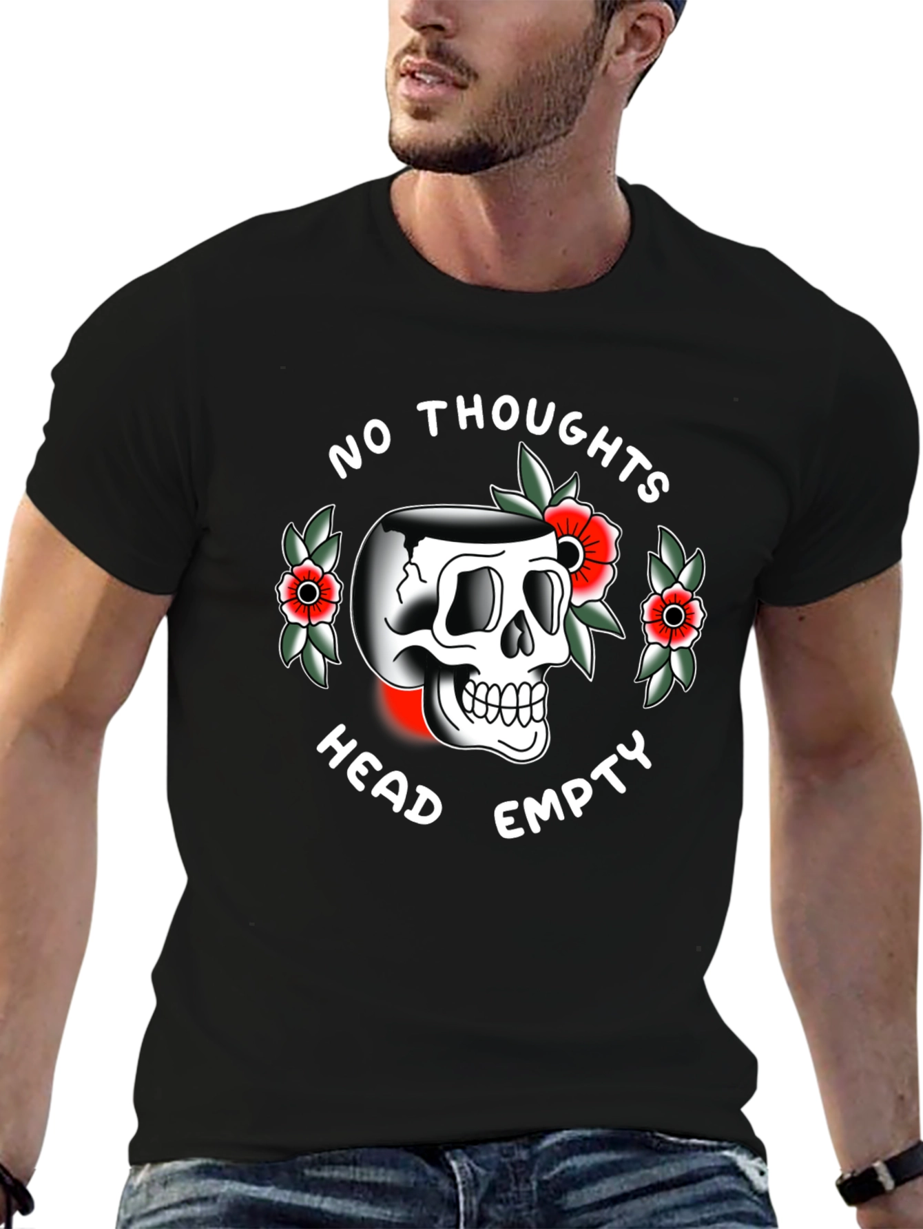 Skull Graphic T-Shirt - No Thoughts Head Empty