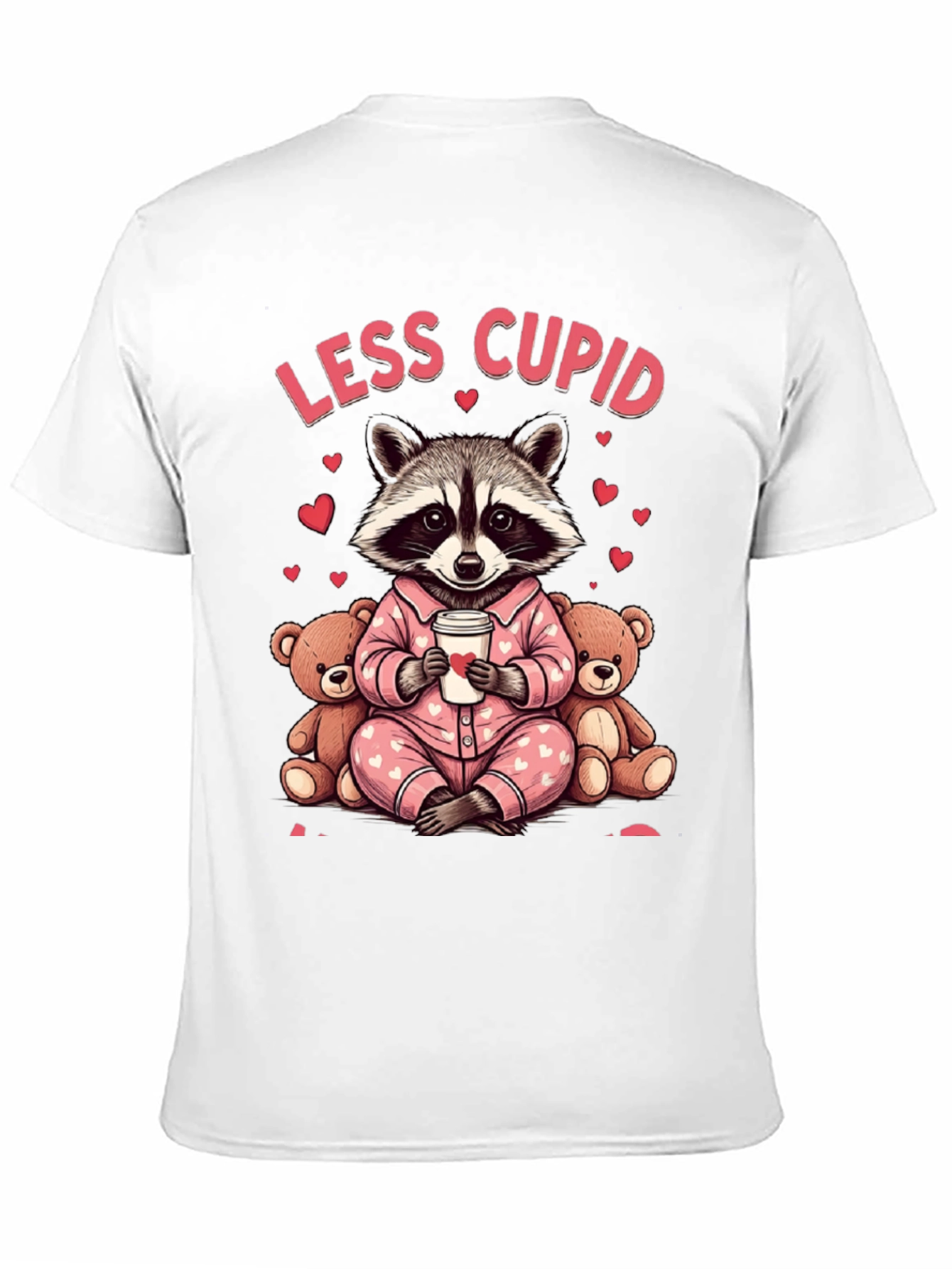Less Cupid Raccoon Valentines Day Graphic Tee