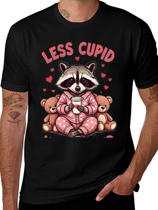 Less Cupid Raccoon Valentines Day Graphic Tee