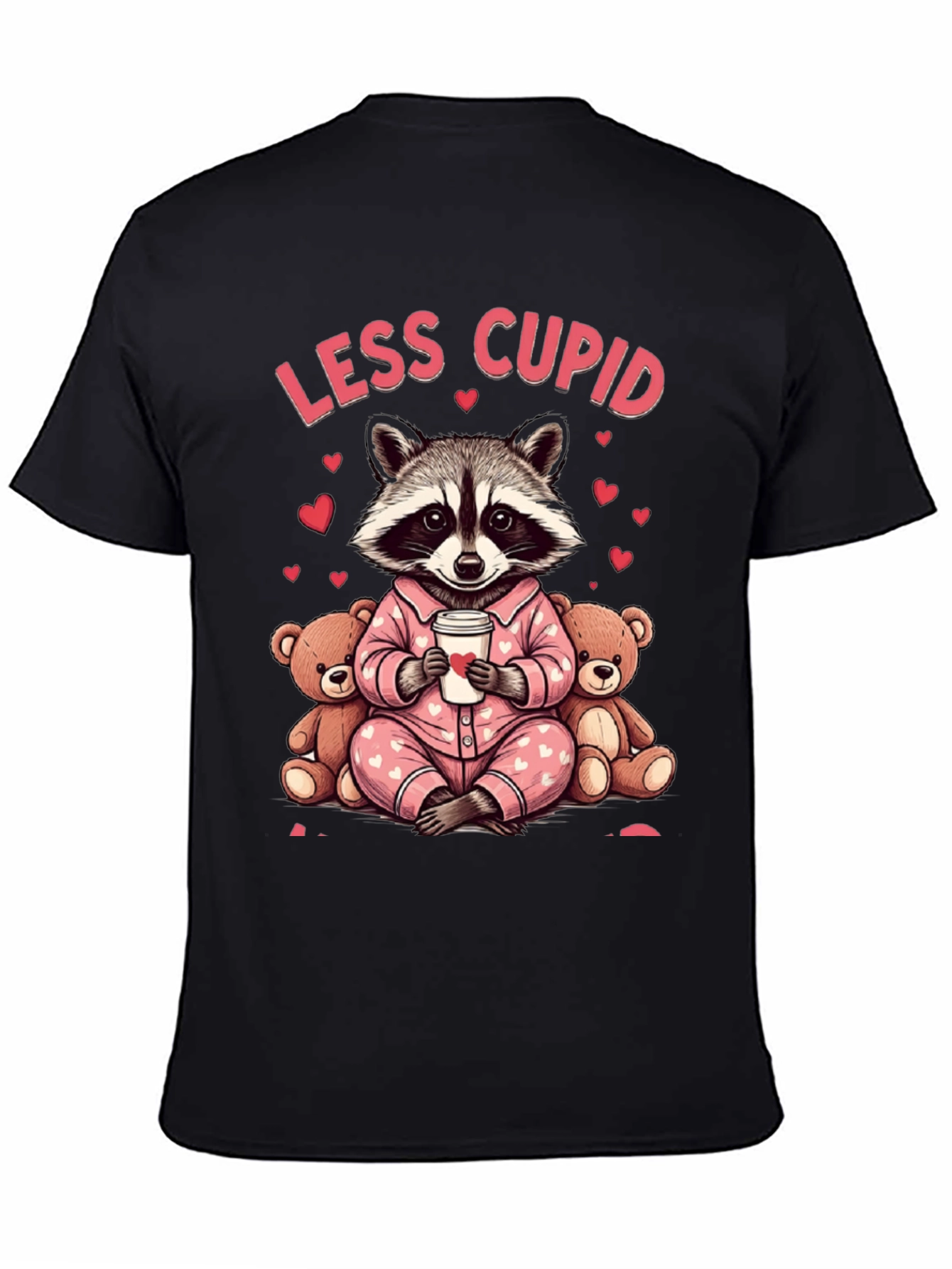 Less Cupid Raccoon Valentines Day Graphic Tee