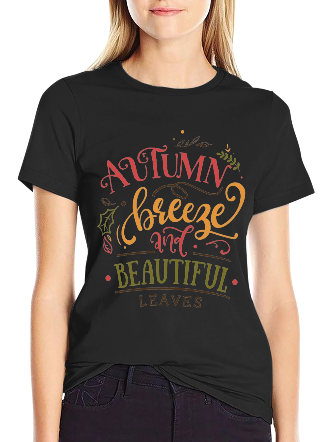 Autumn Breeze Graphic Tee - Black