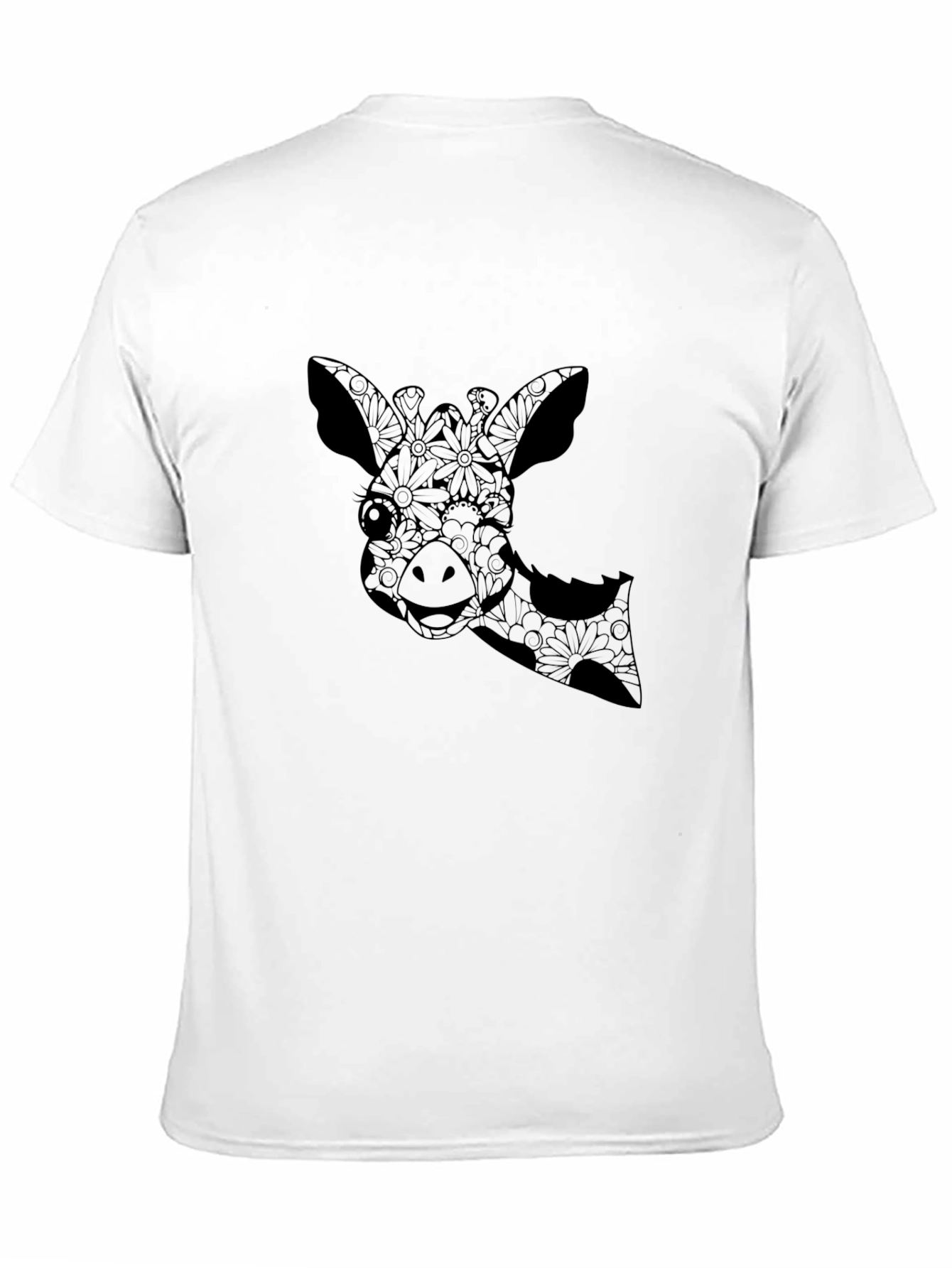 Giraffe Floral Print Black T-Shirt