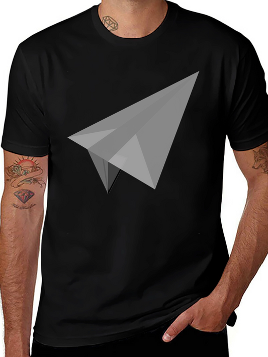 Geometric Paper Airplane Graphic Tee - Modern Minimalist
