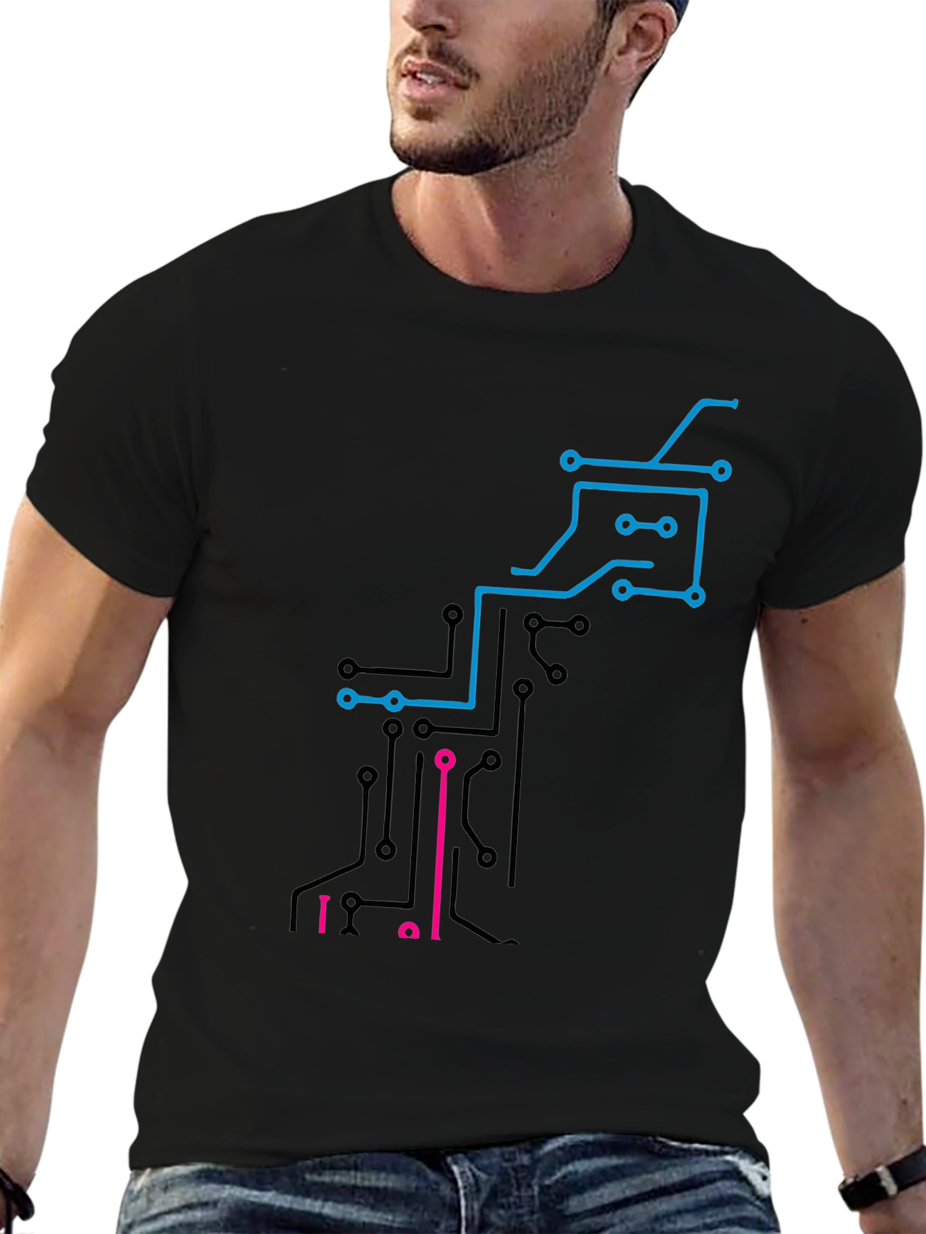 Tech Circuit Board Graphic T-Shirt - Cool Design