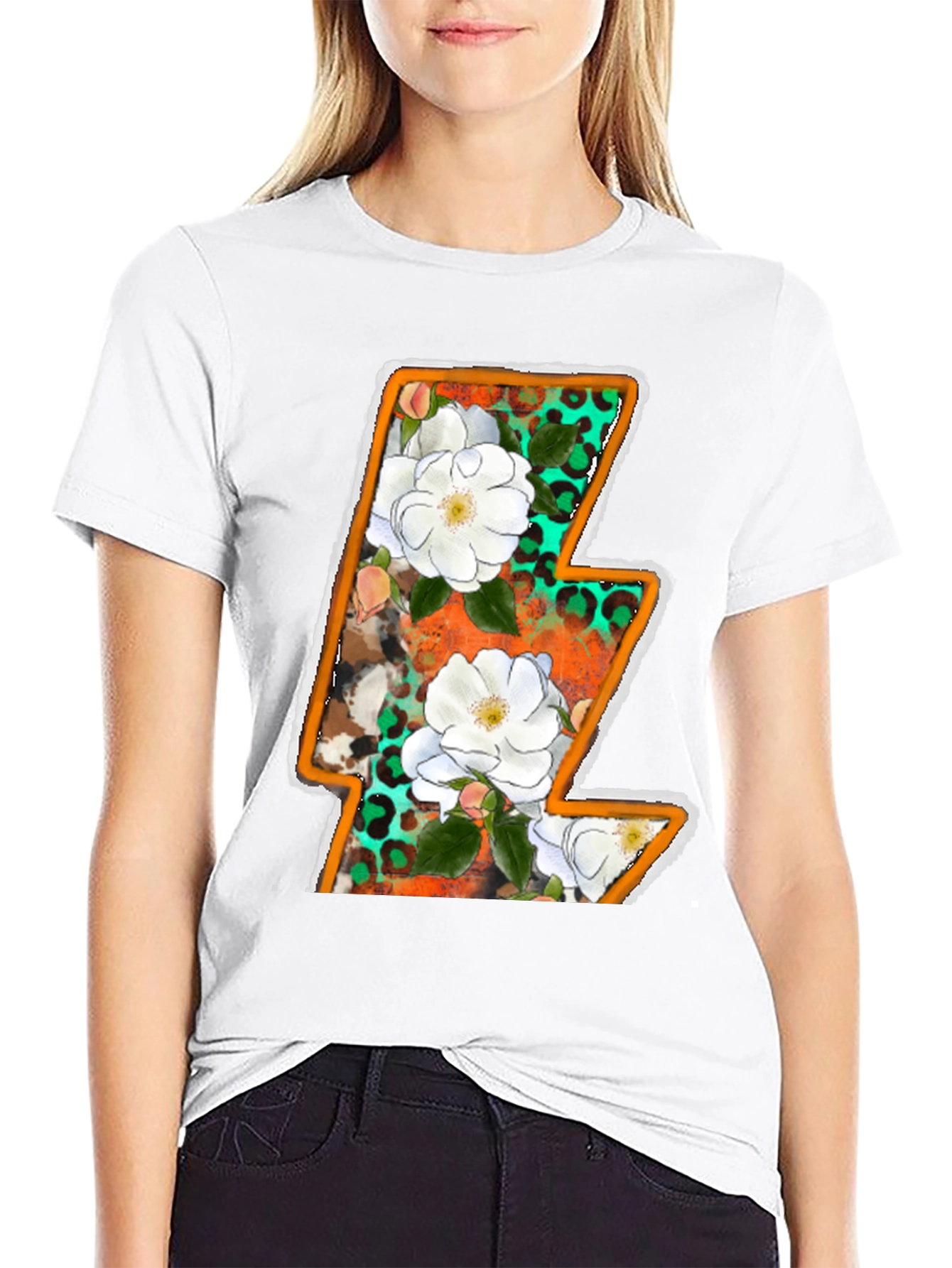 Floral Lightning Bolt Graphic Tee