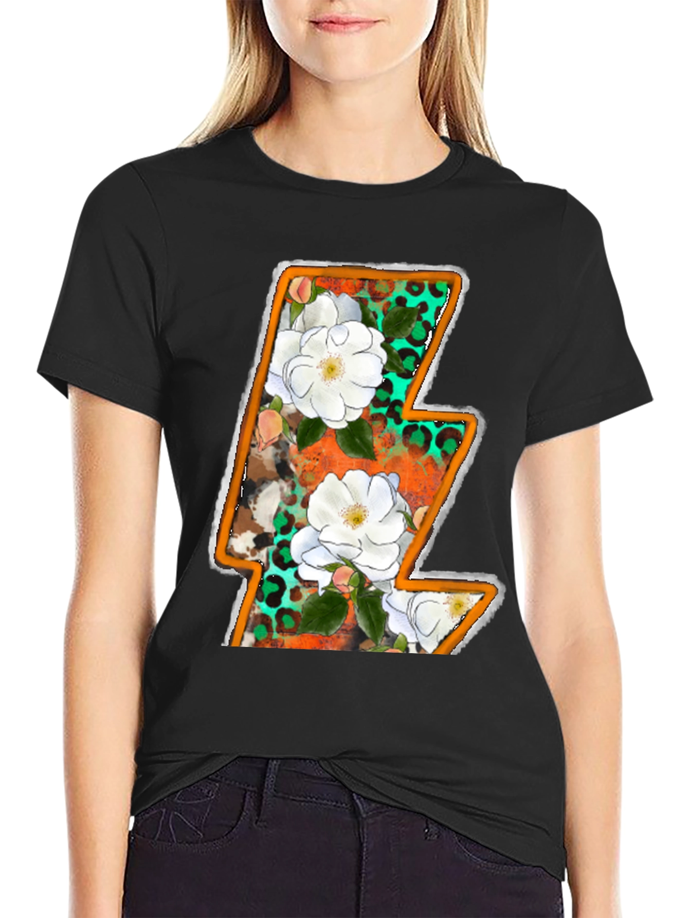 Floral Lightning Bolt Graphic Tee
