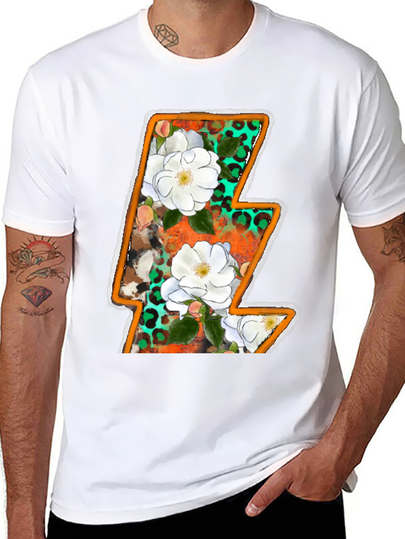 Floral Lightning Bolt Graphic Tee