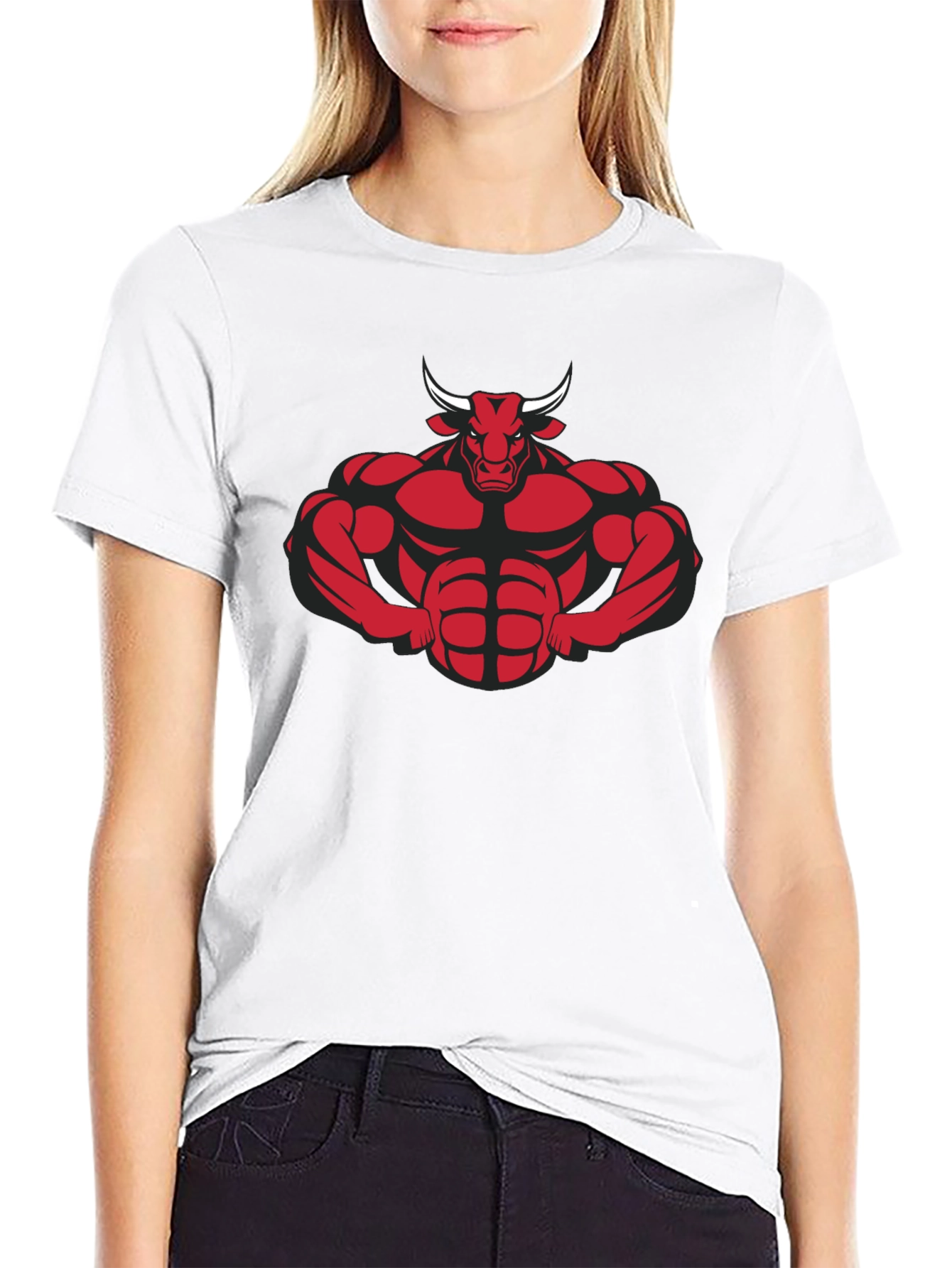 Muscle Bull Graphic Tee - Black Cotton Blend