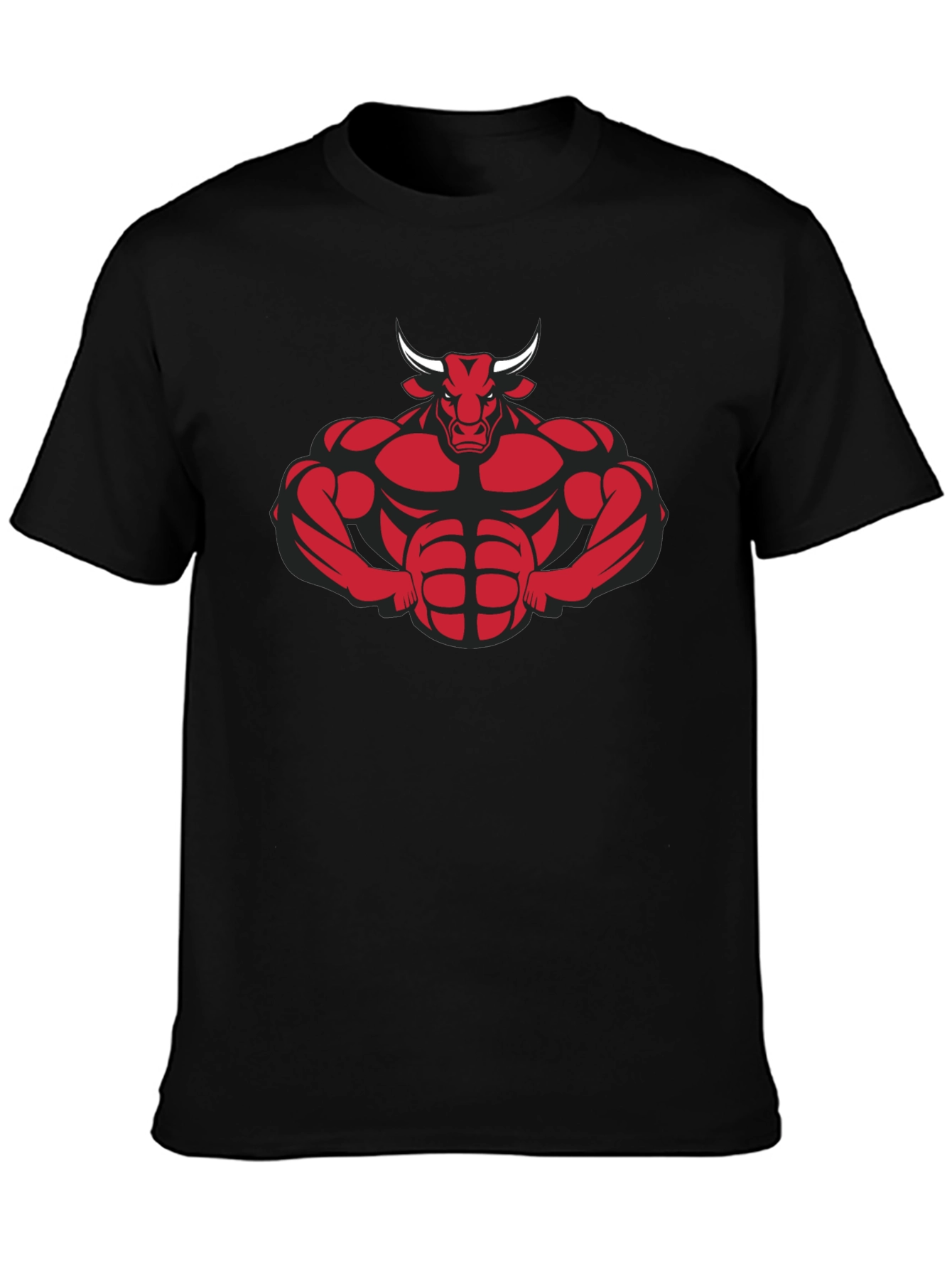 Muscle Bull Graphic Tee - Black Cotton Blend