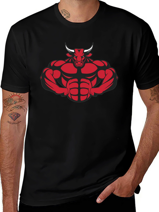 Muscle Bull Graphic Tee - Black Cotton Blend