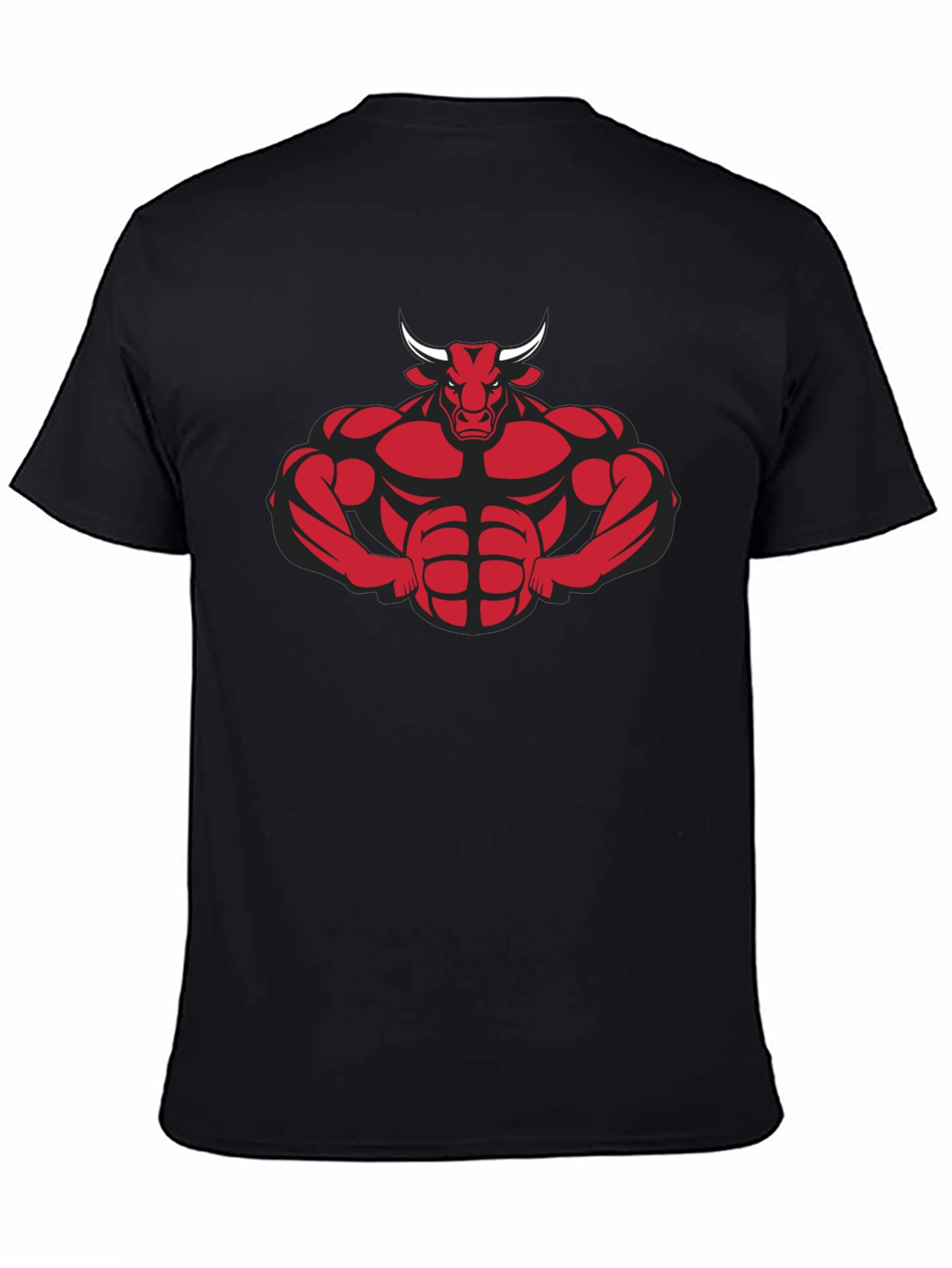 Muscle Bull Graphic Tee - Black Cotton Blend